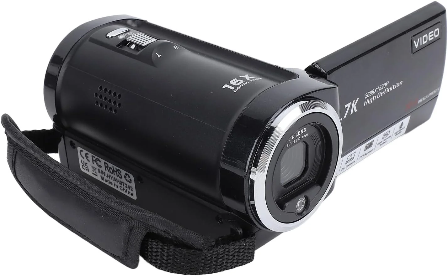 دوربین فیلمبرداری Yanmis، دوربین دیجیتال 2.7K 50MP، صفحه نمایش 2.8 اینچی با چرخش 270 درجه، زوم دیجیتال 16X، وب کم، در حین شارژ