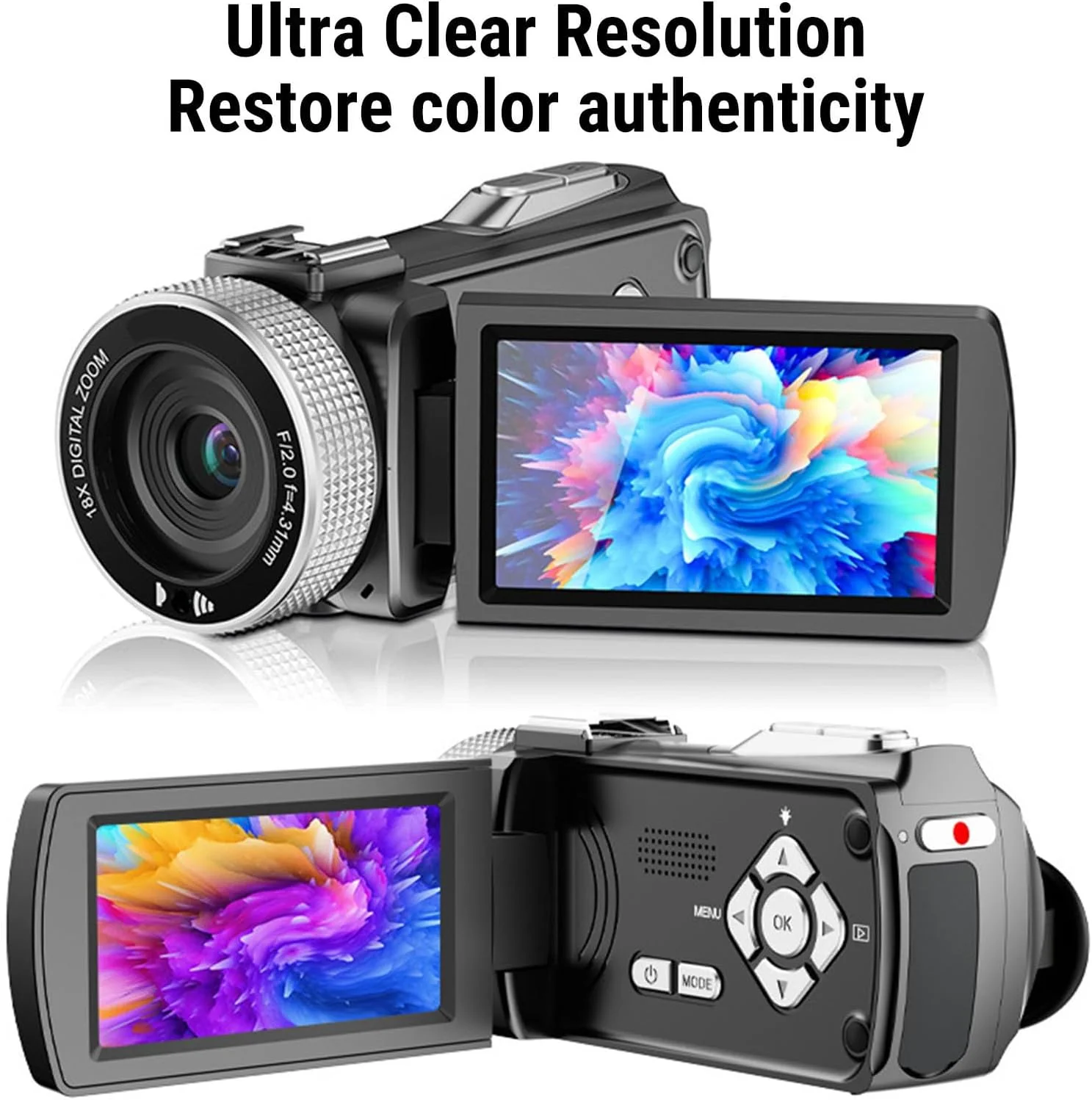 دوربین فیلمبرداری دیجیتال YUEHISY، 4K 48MP با نور پرکننده، صفحه نمایش چند زاویه ای، پشتیبانی از میکروفون خارجی، ضبط کننده دستی برای ولاگ، کنفرانس دوربین فیلمبرداری دیجیتال YUEHISY، 4K 48MP با نور پرکننده، صفحه نمایش چند زاویه ای، پشتیبانی از میکروفون خارجی، ضبط کننده دستی برای ولاگ، کنفرانس