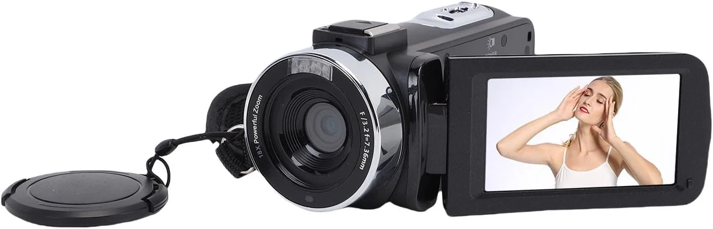 دوربین فیلمبرداری دیجیتال 4K، دوربین فیلمبرداری 80 مگاپیکسلی 1500 میلی آمپری با صفحه نمایش 270 درجه چرخان، زوم دیجیتال 18X، فلاش LED، برای ضبط سفر