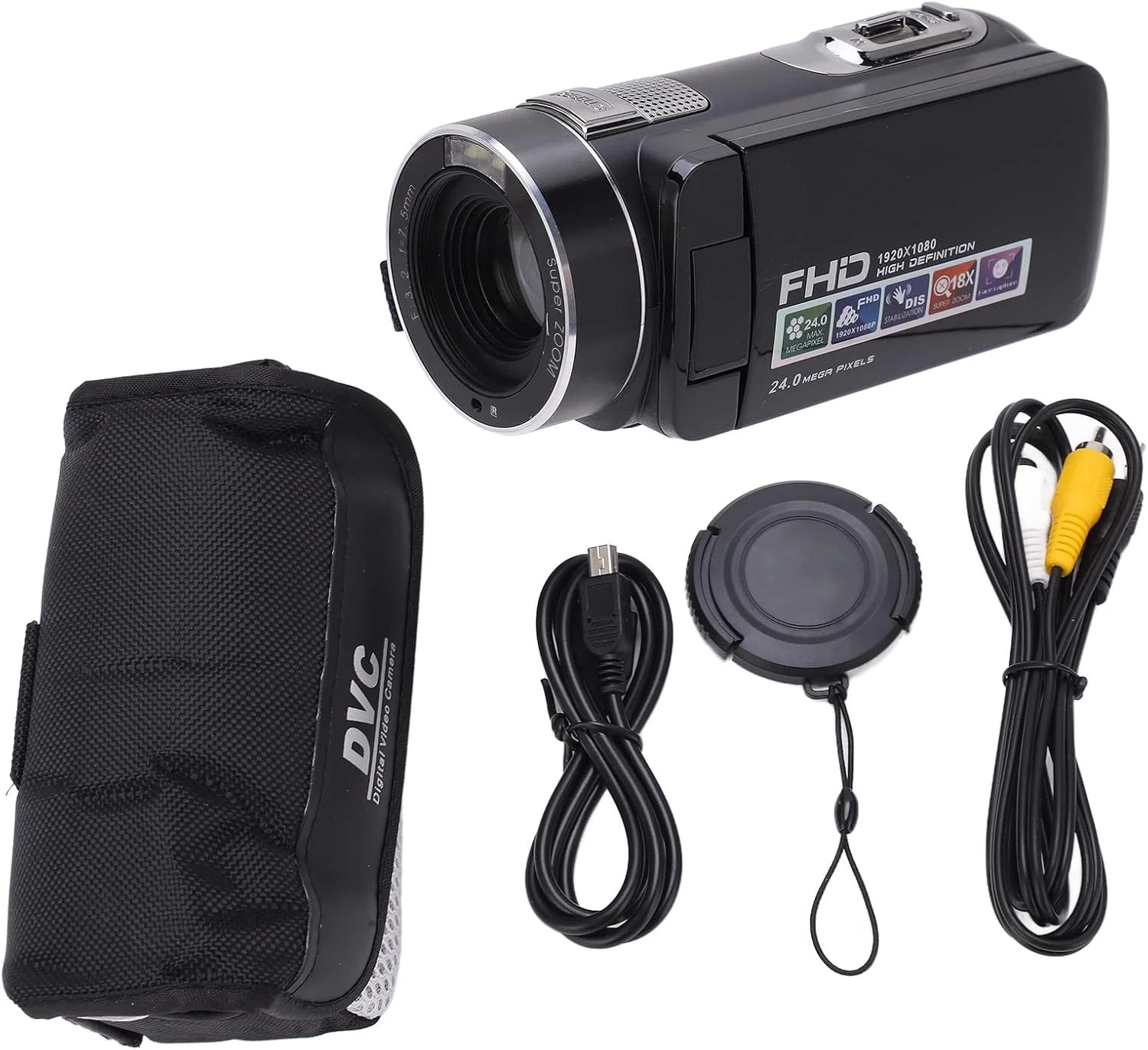 دوربین فیلمبرداری فول اچ دی 1080P با کیفیت 24 مگاپیکسل، چرخش 270 درجه، صفحه نمایش LCD 2.7 اینچی، زوم دیجیتال 18X