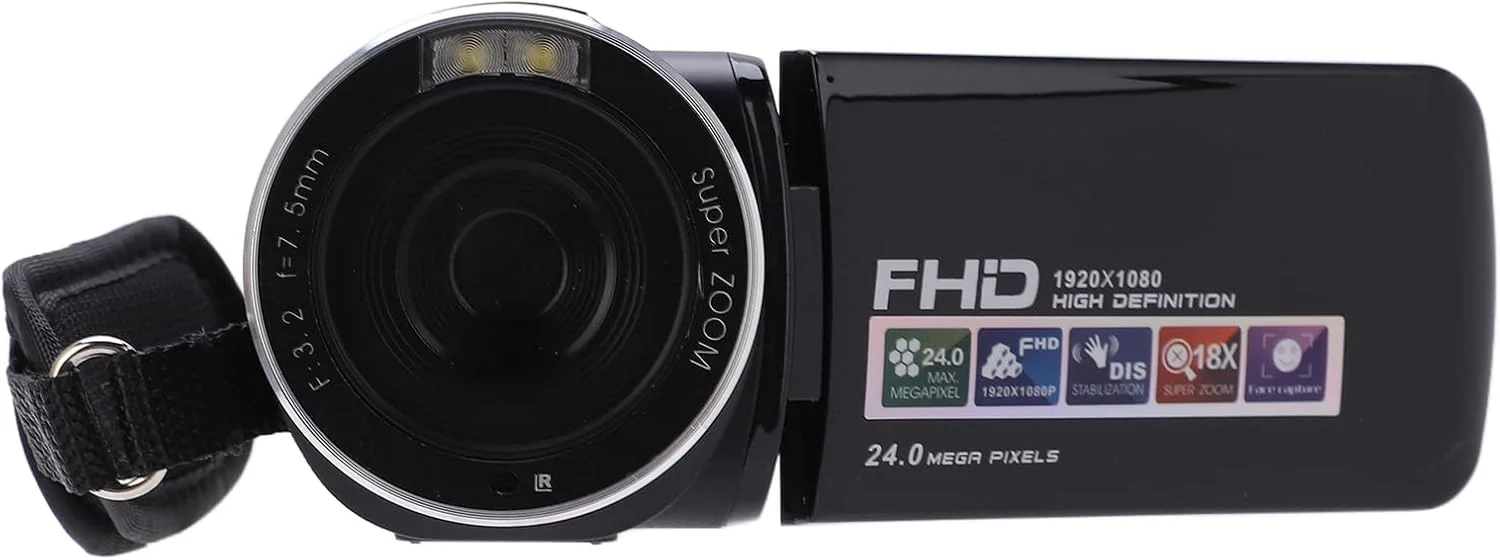 دوربین فیلمبرداری فول اچ دی 1080P با کیفیت 24 مگاپیکسل، چرخش 270 درجه، صفحه نمایش LCD 2.7 اینچی، زوم دیجیتال 18X دوربین فیلمبرداری فول اچ دی 1080P با کیفیت 24 مگاپیکسل، چرخش 270 درجه، صفحه نمایش LCD 2.7 اینچی، زوم دیجیتال 18X