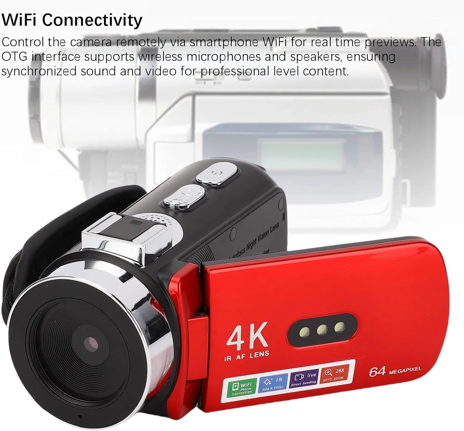 دوربین فیلمبرداری 4K مدل Zhjvihx، دوربین دیجیتال HD 64 مگاپیکسل با ابعاد 6.35x12.7x6.6 سانتی متر، صفحه نمایش LCD چرخان 180 درجه 3.0 اینچی و زوم دیجیتال مناسب برای عکاسی در سفر دوربین فیلمبرداری 4K مدل Zhjvihx، دوربین دیجیتال HD 64 مگاپیکسل با ابعاد 6.35x12.7x6.6 سانتی متر، صفحه نمایش LCD چرخان 180 درجه 3.0 اینچی و زوم دیجیتال مناسب برای عکاسی در سفر