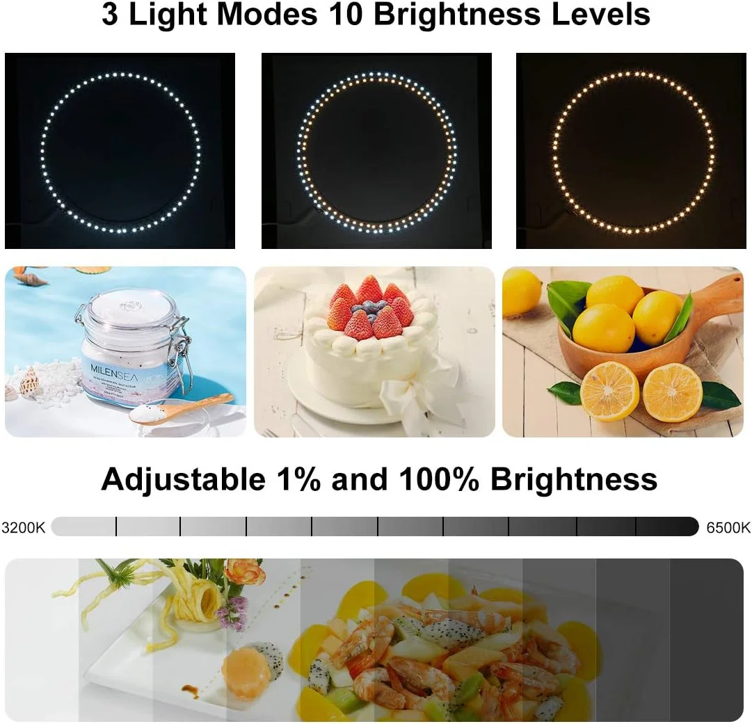 جعبه نور استودیویی عکس PULUZ با نور حلقوی 30 سانتیمتری، کیت چادر نور قابل حمل و قابل تنظیم با نور سفید/گرم/ملایم، 80 عدد چراغ LED + 6 پسزمینه برای نمایش محصول جعبه نور استودیویی عکس PULUZ با نور حلقوی 30 سانتیمتری، کیت چادر نور قابل حمل و قابل تنظیم با نور سفید/گرم/ملایم، 80 عدد چراغ LED + 6 پسزمینه برای نمایش محصول