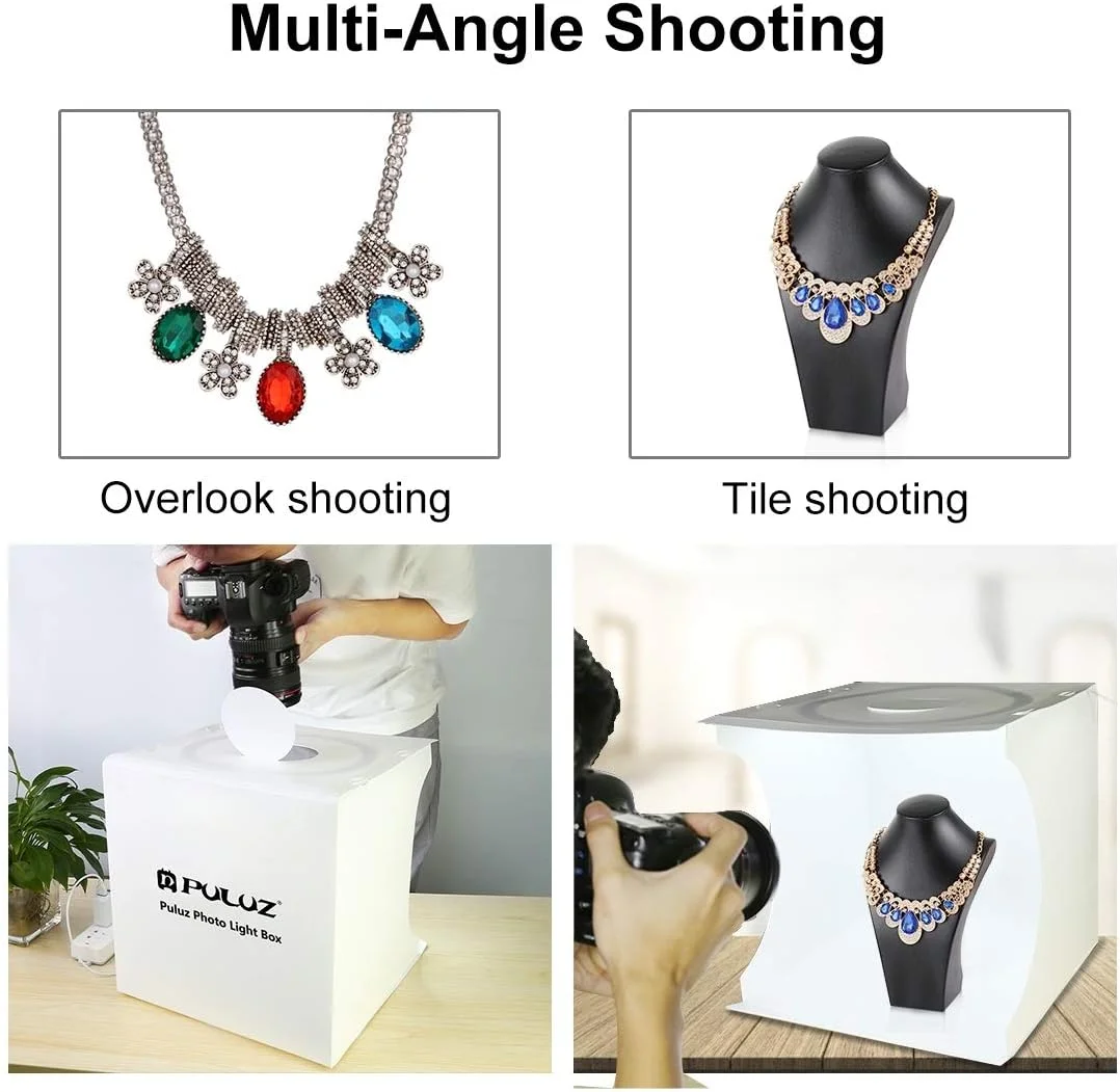 جعبه نور استودیویی عکس PULUZ با نور حلقوی 30 سانتیمتری، کیت چادر نور قابل حمل و قابل تنظیم با نور سفید/گرم/ملایم، 80 عدد چراغ LED + 6 پسزمینه برای نمایش محصول جعبه نور استودیویی عکس PULUZ با نور حلقوی 30 سانتیمتری، کیت چادر نور قابل حمل و قابل تنظیم با نور سفید/گرم/ملایم، 80 عدد چراغ LED + 6 پسزمینه برای نمایش محصول