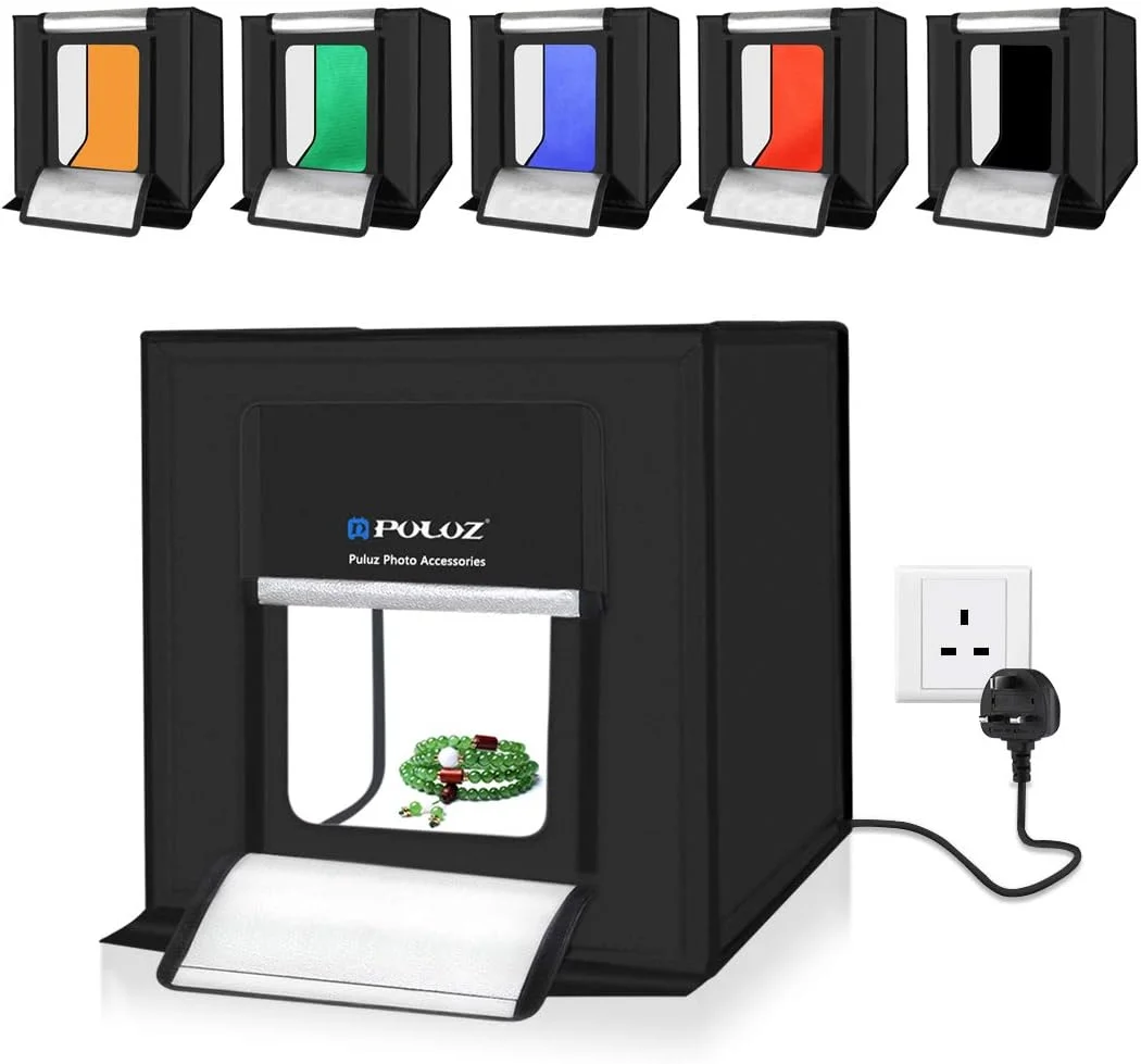 چادر نور عکاسی قابل حمل PULUZ با اندازه 40 سانتی متر، سافت باکس تاشو حرفه ای با چراغ های LED و 6 پس زمینه رنگی چادر نور عکاسی قابل حمل PULUZ با اندازه 40 سانتی متر، سافت باکس تاشو حرفه ای با چراغ های LED و 6 پس زمینه رنگی