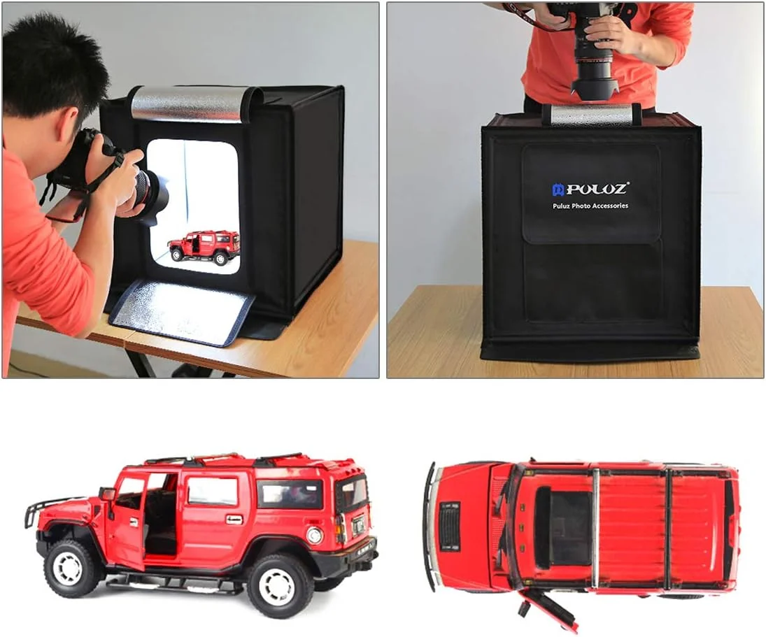 چادر نور عکاسی قابل حمل PULUZ با اندازه 40 سانتی متر، سافت باکس تاشو حرفه ای با چراغ های LED و 6 پس زمینه رنگی چادر نور عکاسی قابل حمل PULUZ با اندازه 40 سانتی متر، سافت باکس تاشو حرفه ای با چراغ های LED و 6 پس زمینه رنگی