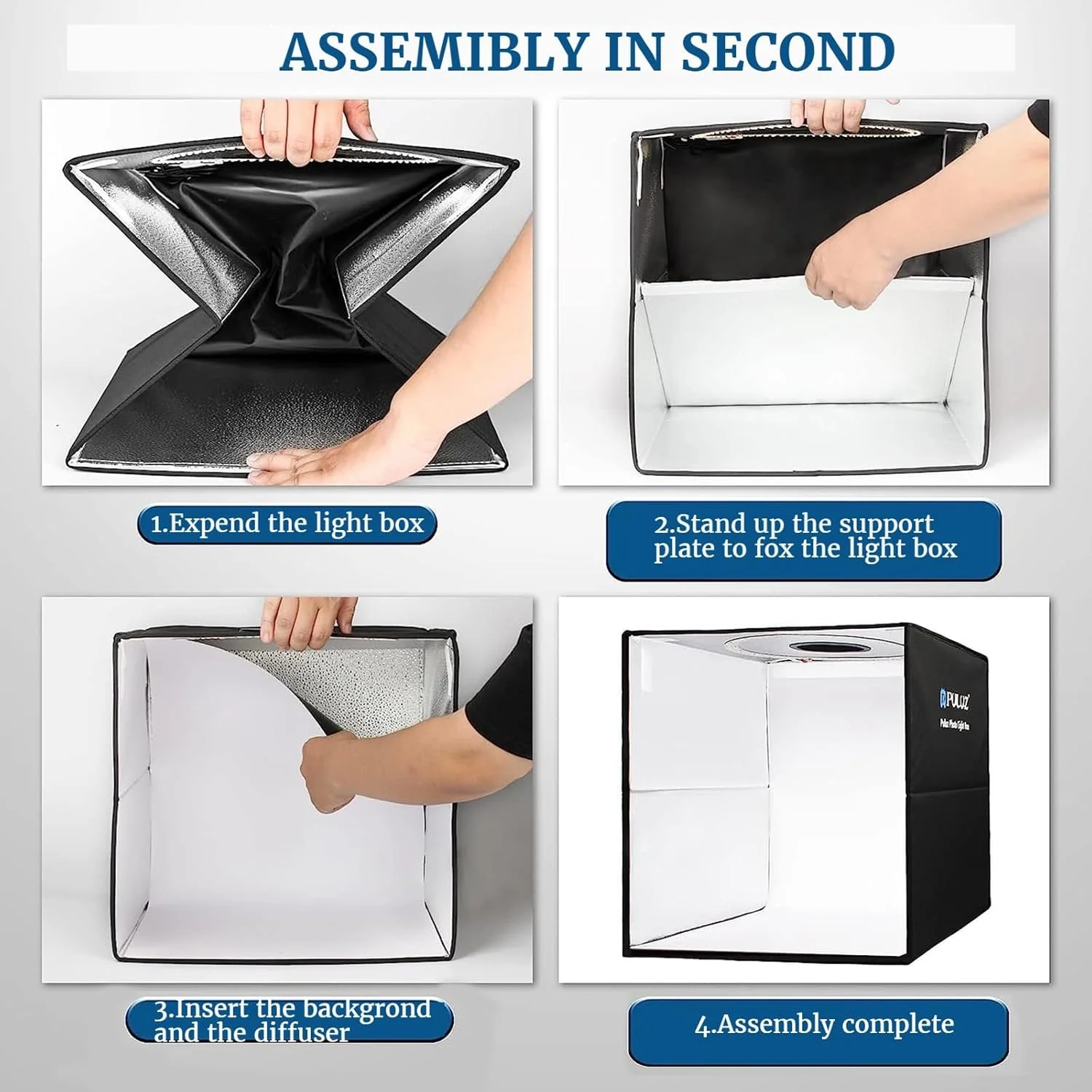 جعبه نور عکاسی PULUZ، کیت چادر عکاسی حرفه ای دیمر دار 40 در 40 سانتی متر با نورپردازی سفید CRI >95، دارای 112 چراغ LED + 6 پس زمینه عکس برای نمایش محصول جعبه نور عکاسی PULUZ، کیت چادر عکاسی حرفه ای دیمر دار 40 در 40 سانتی متر با نورپردازی سفید CRI >95، دارای 112 چراغ LED + 6 پس زمینه عکس برای نمایش محصول