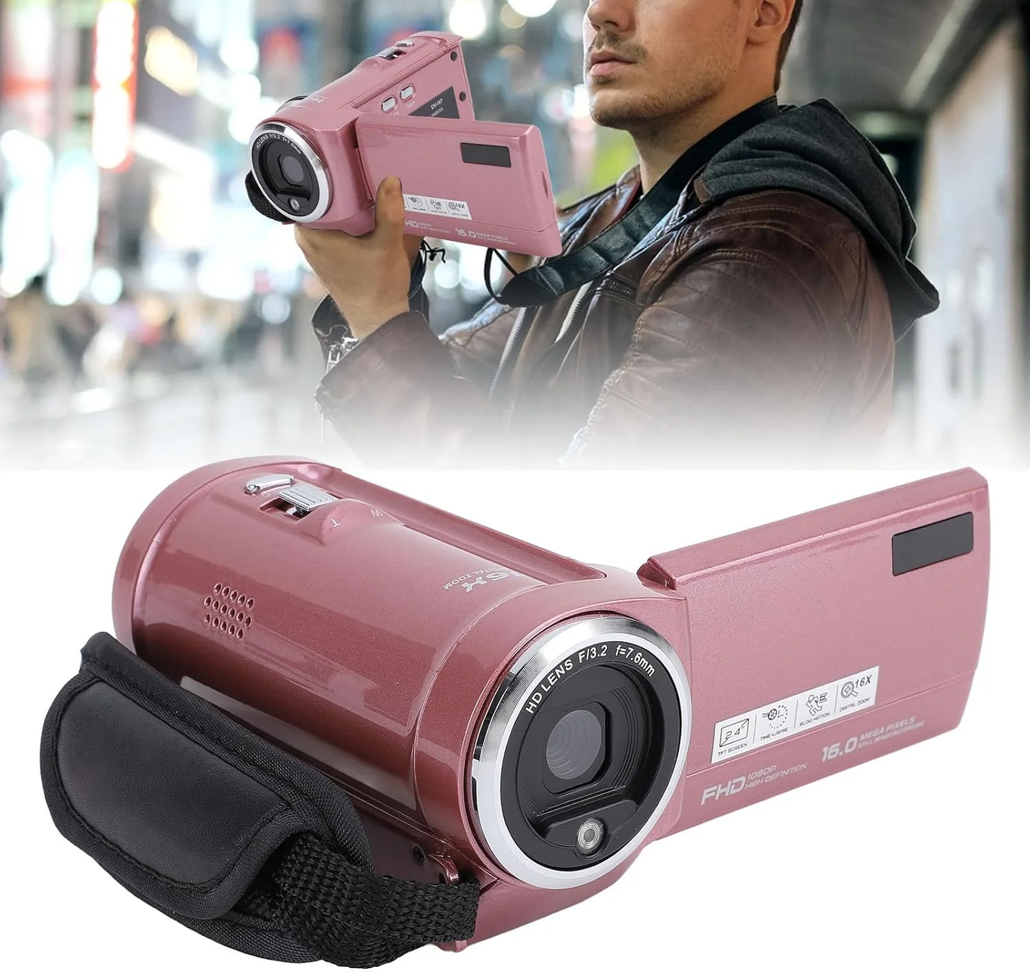 دوربین دیجیتال، دوربین فیلمبرداری 2K 48 مگاپیکسلی، دوربین فیلمبرداری با زوم دیجیتال 16 برابر با صفحه نمایش 2.4 اینچی با چرخش 270 درجه، نور پرکننده، تشخیص چهره دوربین دیجیتال، دوربین فیلمبرداری 2K 48 مگاپیکسلی، دوربین فیلمبرداری با زوم دیجیتال 16 برابر با صفحه نمایش 2.4 اینچی با چرخش 270 درجه، نور پرکننده، تشخیص چهره