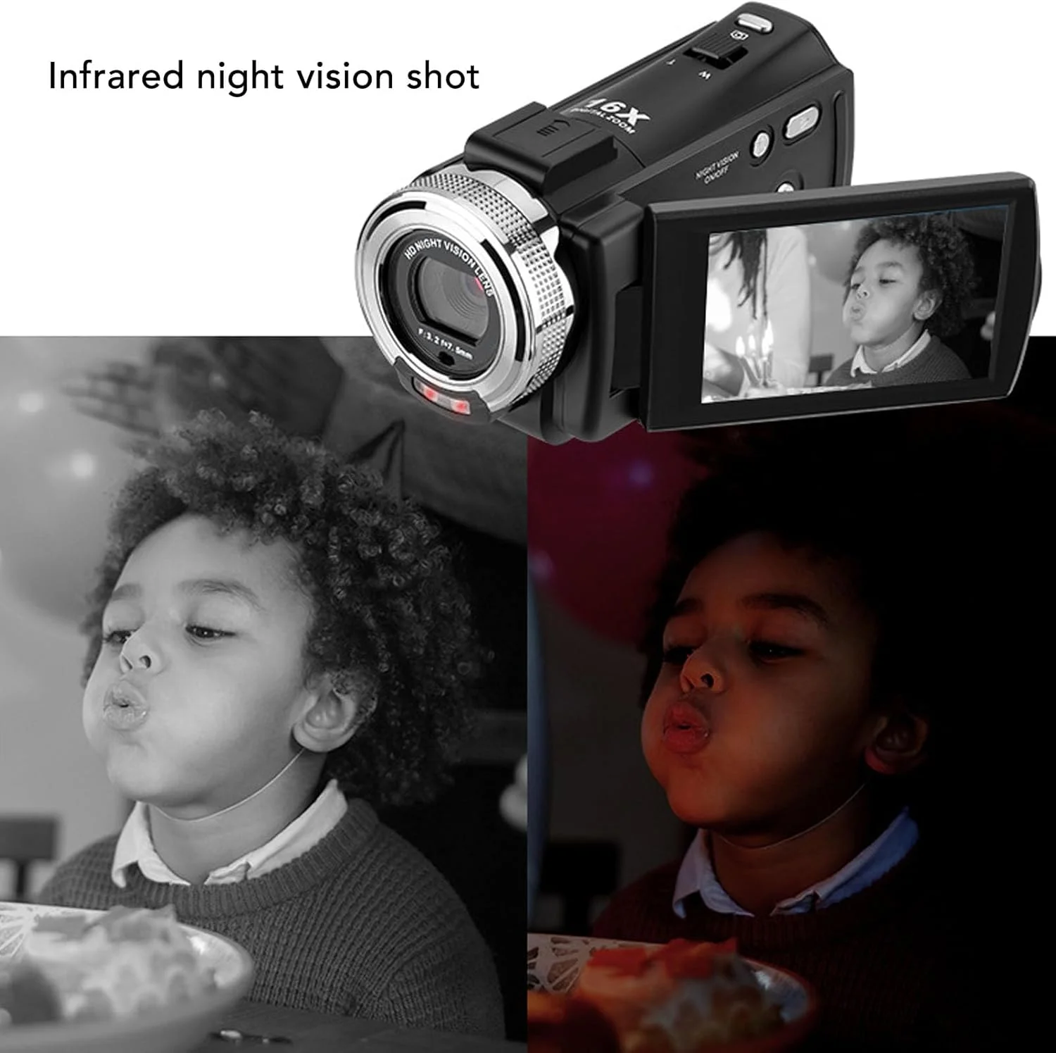 دوربین فیلمبرداری 1080P، دوربین فیلمبرداری دید در شب مادون قرمز با صفحه نمایش 3.0 اینچی TFT-LCD برای عکاسی دوربین فیلمبرداری 1080P، دوربین فیلمبرداری دید در شب مادون قرمز با صفحه نمایش 3.0 اینچی TFT-LCD برای عکاسی