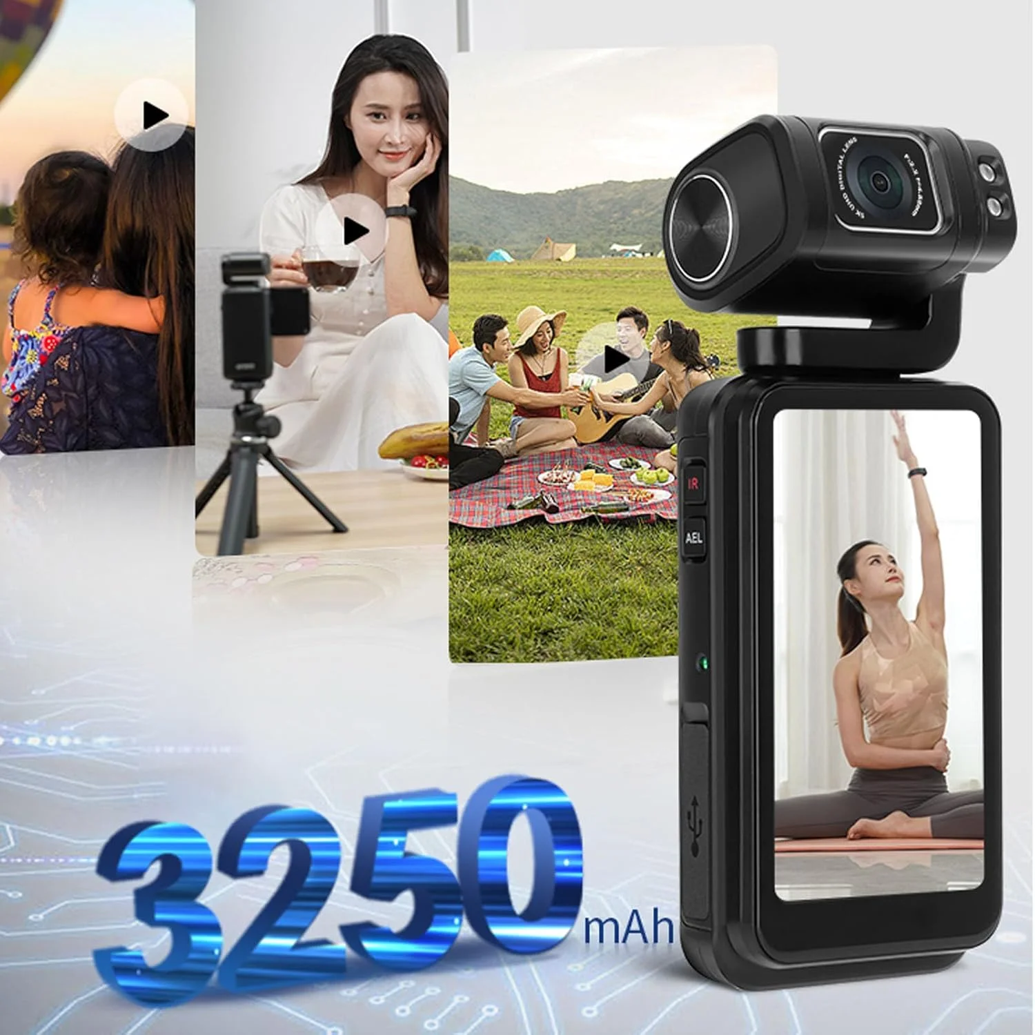 دوربین فیلمبرداری 5K، دوربین دستی با صفحه لمسی چرخان 3.5 اینچی، زوم دیجیتال 10X، عکاسی تایم لپس، پخش آنلاین ویدیو دوربین فیلمبرداری 5K، دوربین دستی با صفحه لمسی چرخان 3.5 اینچی، زوم دیجیتال 10X، عکاسی تایم لپس، پخش آنلاین ویدیو