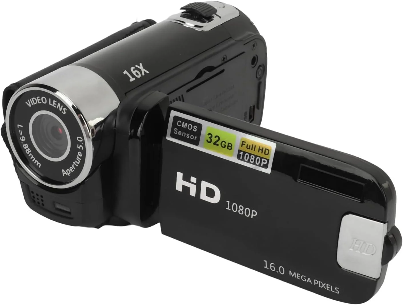 دوربین فیلمبرداری دیجیتال، Full HD 1080P 16MP، دوربین فیلمبرداری وبلاگ با صفحه نمایش چرخان 2.4 اینچی، زوم دیجیتال 16X، نور پرکننده، ضد لرزش، برای نوجوانان، مبتدیان