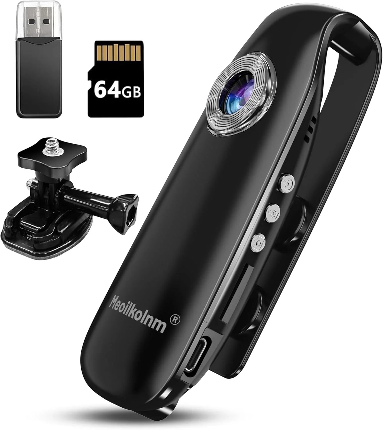 دوربین کوچک بدنه با ضبط صدا و تصویر 1080P 64GB، ضبط کننده ویدیویی تشخیص حرکت، دوربین فیلمبرداری POV قابل حمل با کیف مغناطیسی، DV قابل حمل برای دوچرخه سواری، حیوانات خانگی، پیاده روی، مسافرت