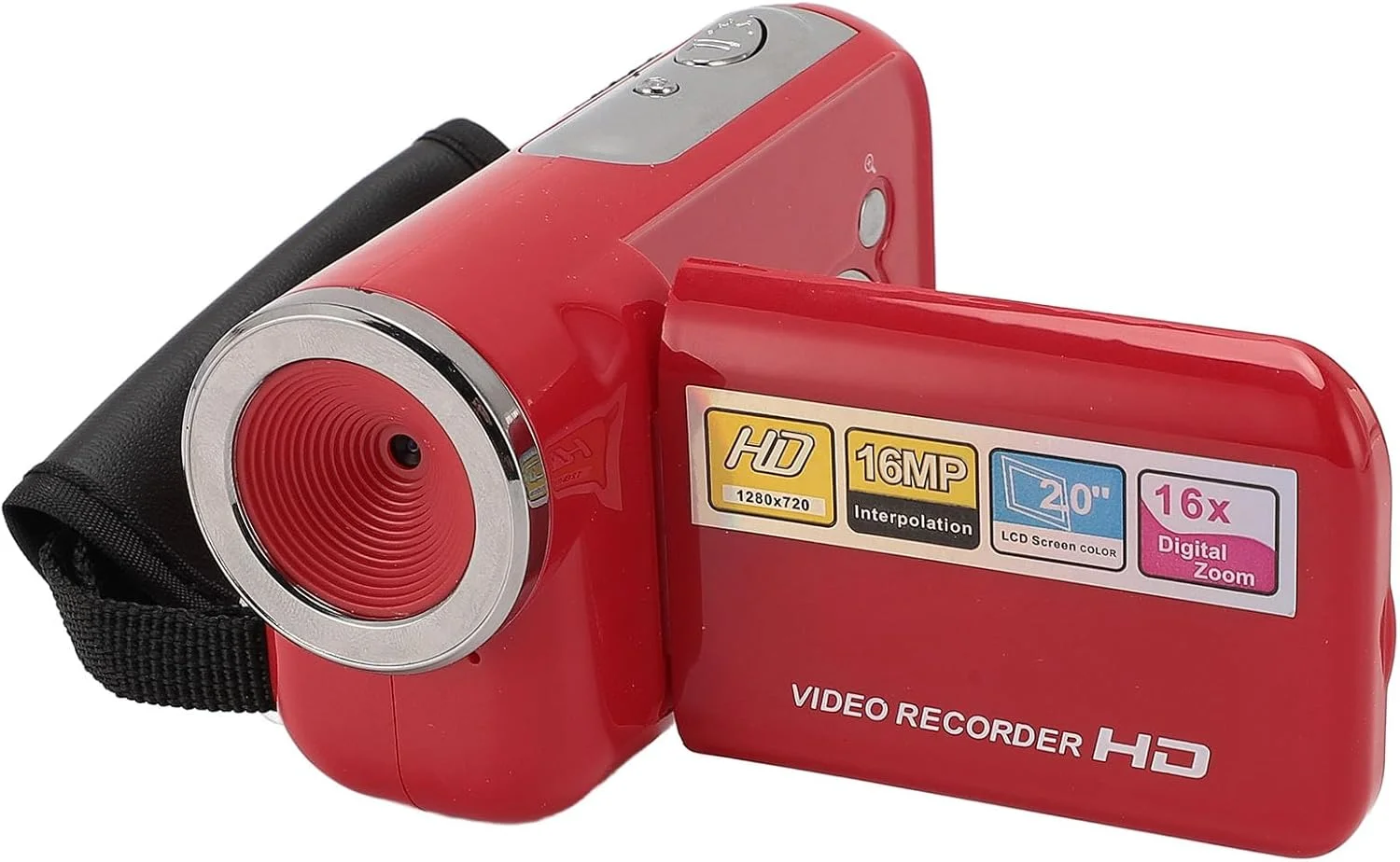 دوربین فیلمبرداری دیجیتال قابل حمل 1080P HD 16MP DV با زوم 16X، صفحه نمایش 2 اینچی، خروجی USB و سوراخ رزوه ای 1/4 اینچی به همراه کارت حافظه (64 گیگابایتی)