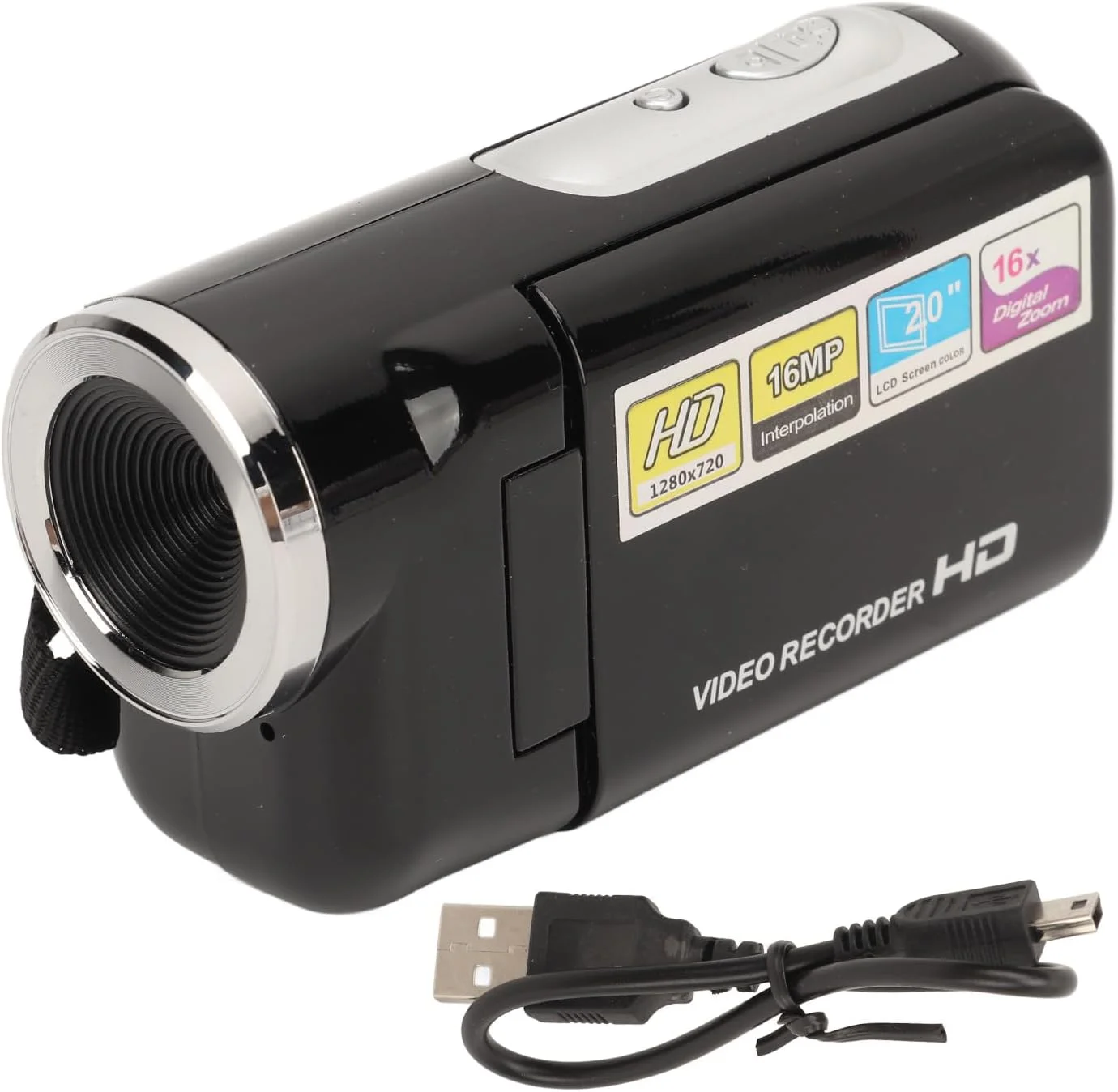 دوربین فیلمبرداری دستی قابل حمل برای کودکان، صفحه نمایش 2 اینچی، ویدیوی HD 1080P، زوم 16 برابر، عکس های 16 مگاپیکسلی، عملکرد ساده، ابزاری عالی برای کودکان برای کشف عکاسی