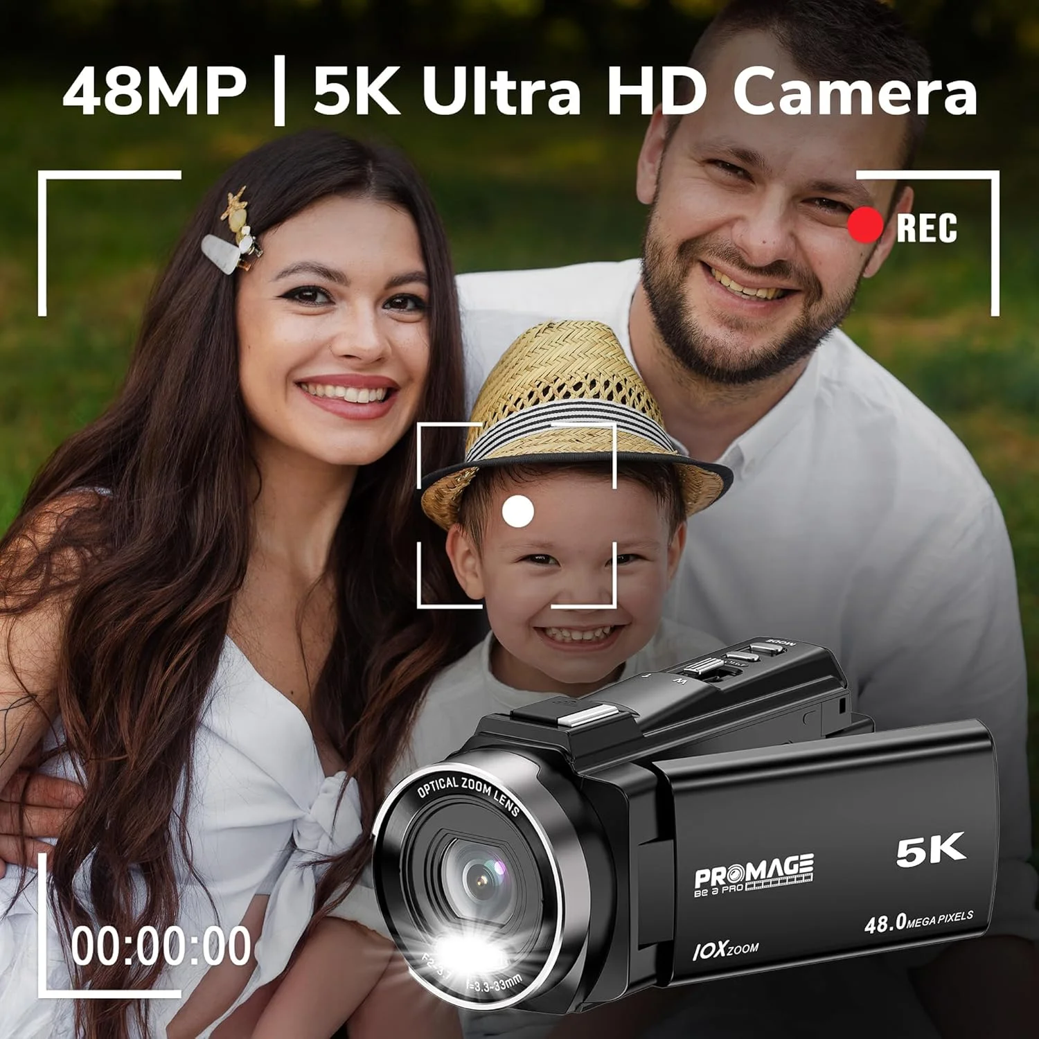 دوربین فیلمبرداری 5K پرومِیج - دوربین فیلمبرداری دیجیتال قابل حمل 48 مگاپیکسلی با زوم اپتیکال 10X، اشتراکگذاری Wi-Fi، ضبط کننده ویدیوی دیجیتال چرخشی با صفحه لمسی 3 اینچی و کارت 64 گیگابایتی دوربین فیلمبرداری 5K پرومِیج - دوربین فیلمبرداری دیجیتال قابل حمل 48 مگاپیکسلی با زوم اپتیکال 10X، اشتراکگذاری Wi-Fi، ضبط کننده ویدیوی دیجیتال چرخشی با صفحه لمسی 3 اینچی و کارت 64 گیگابایتی