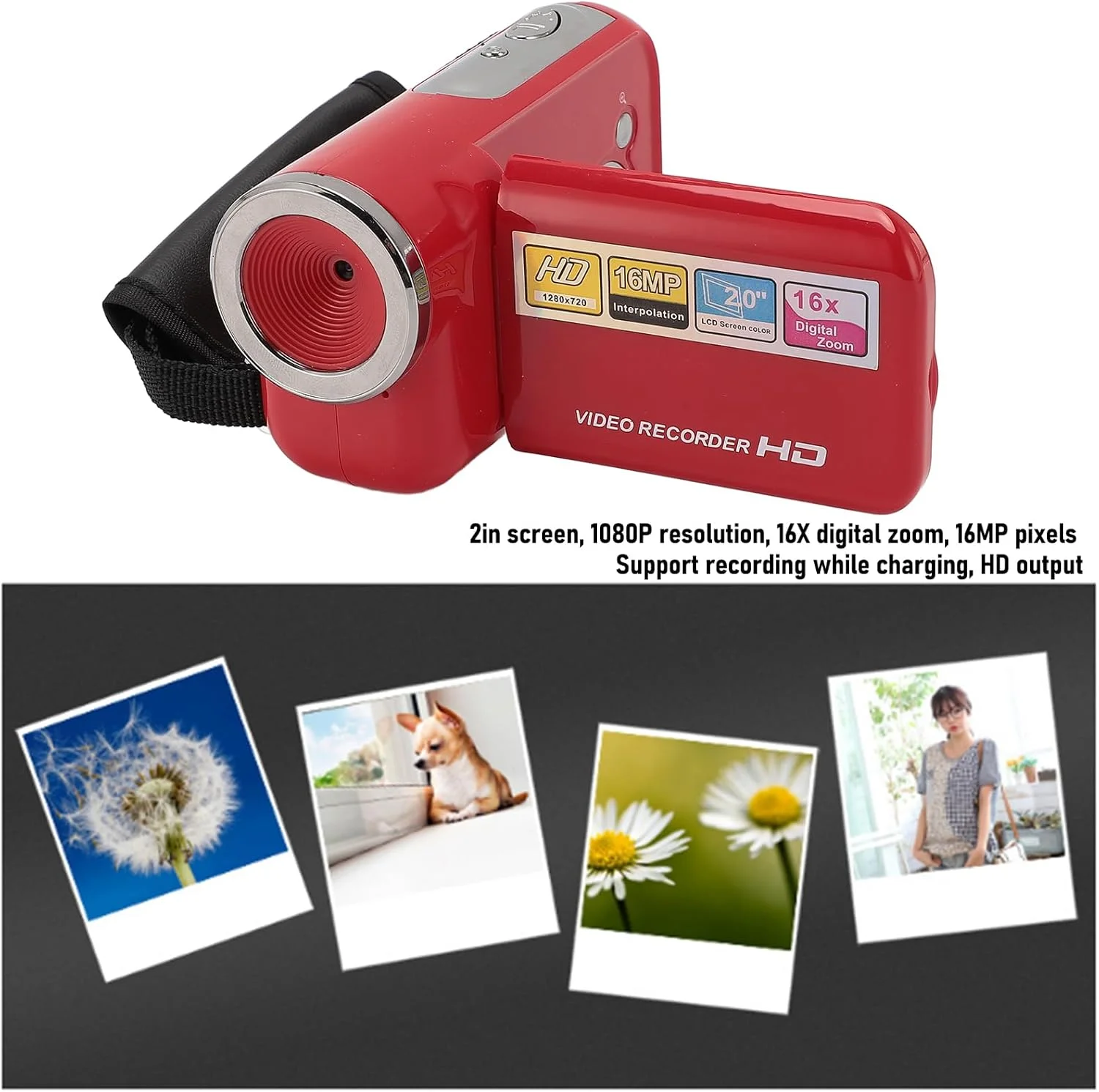 دوربین فیلمبرداری دیجیتال قابل حمل 1080P HD 16MP DV با زوم 16X، صفحه نمایش 2 اینچی، خروجی USB و سوراخ رزوه ای 1/4 اینچی به همراه کارت حافظه (64 گیگابایتی) دوربین فیلمبرداری دیجیتال قابل حمل 1080P HD 16MP DV با زوم 16X، صفحه نمایش 2 اینچی، خروجی USB و سوراخ رزوه ای 1/4 اینچی به همراه کارت حافظه (64 گیگابایتی)