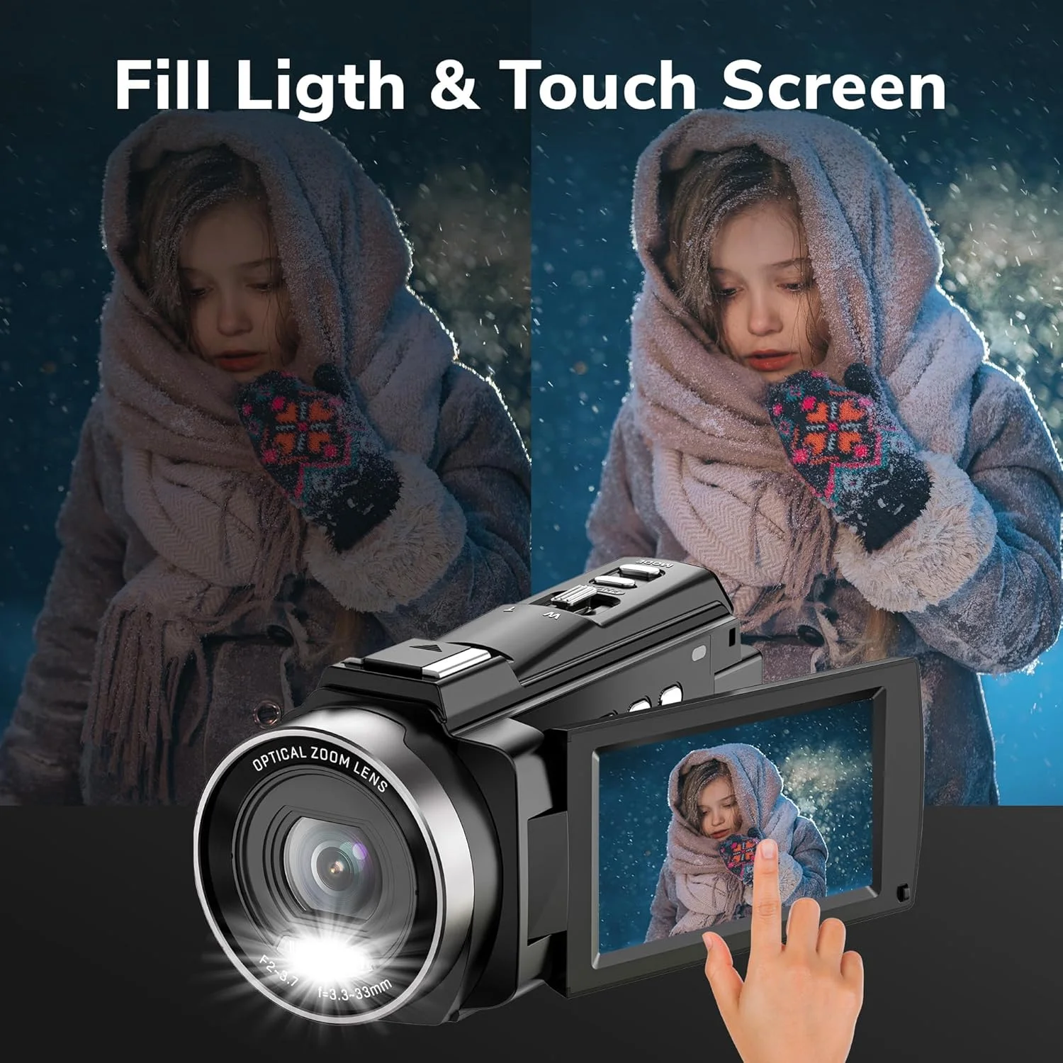 دوربین فیلمبرداری 5K پرومِیج - دوربین فیلمبرداری دیجیتال قابل حمل 48 مگاپیکسلی با زوم اپتیکال 10X، اشتراکگذاری Wi-Fi، ضبط کننده ویدیوی دیجیتال چرخشی با صفحه لمسی 3 اینچی و کارت 64 گیگابایتی دوربین فیلمبرداری 5K پرومِیج - دوربین فیلمبرداری دیجیتال قابل حمل 48 مگاپیکسلی با زوم اپتیکال 10X، اشتراکگذاری Wi-Fi، ضبط کننده ویدیوی دیجیتال چرخشی با صفحه لمسی 3 اینچی و کارت 64 گیگابایتی