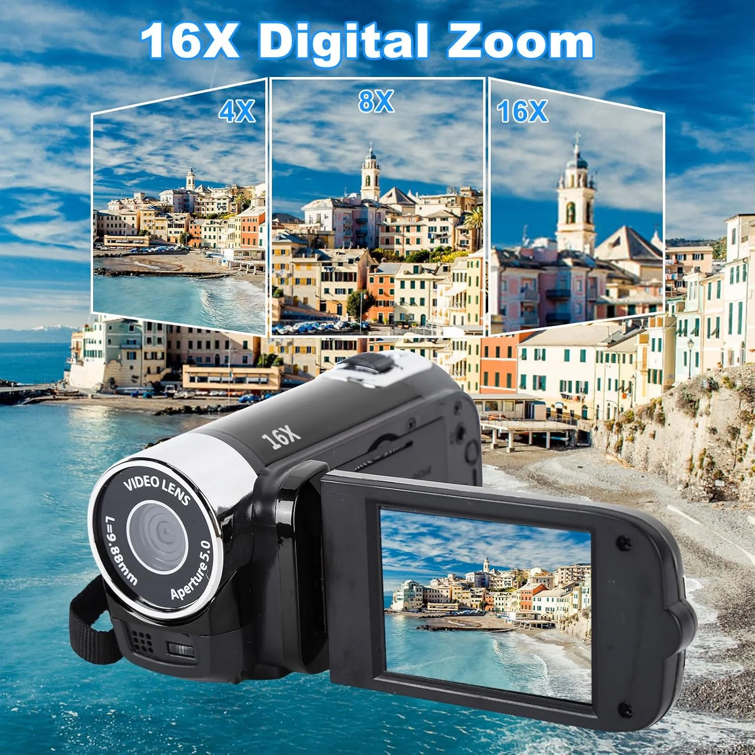 دوربین فیلمبرداری Segrehy Vhs، دوربین فیلمبرداری Mini DV 4K 48MP DV با صفحه نمایش چرخان 2.7 اینچی TFT، زوم دیجیتال 16x، دوربین فیلمبرداری دستی جمع و جور با کابل USB برای خانواده و مسافرت (مشکی)