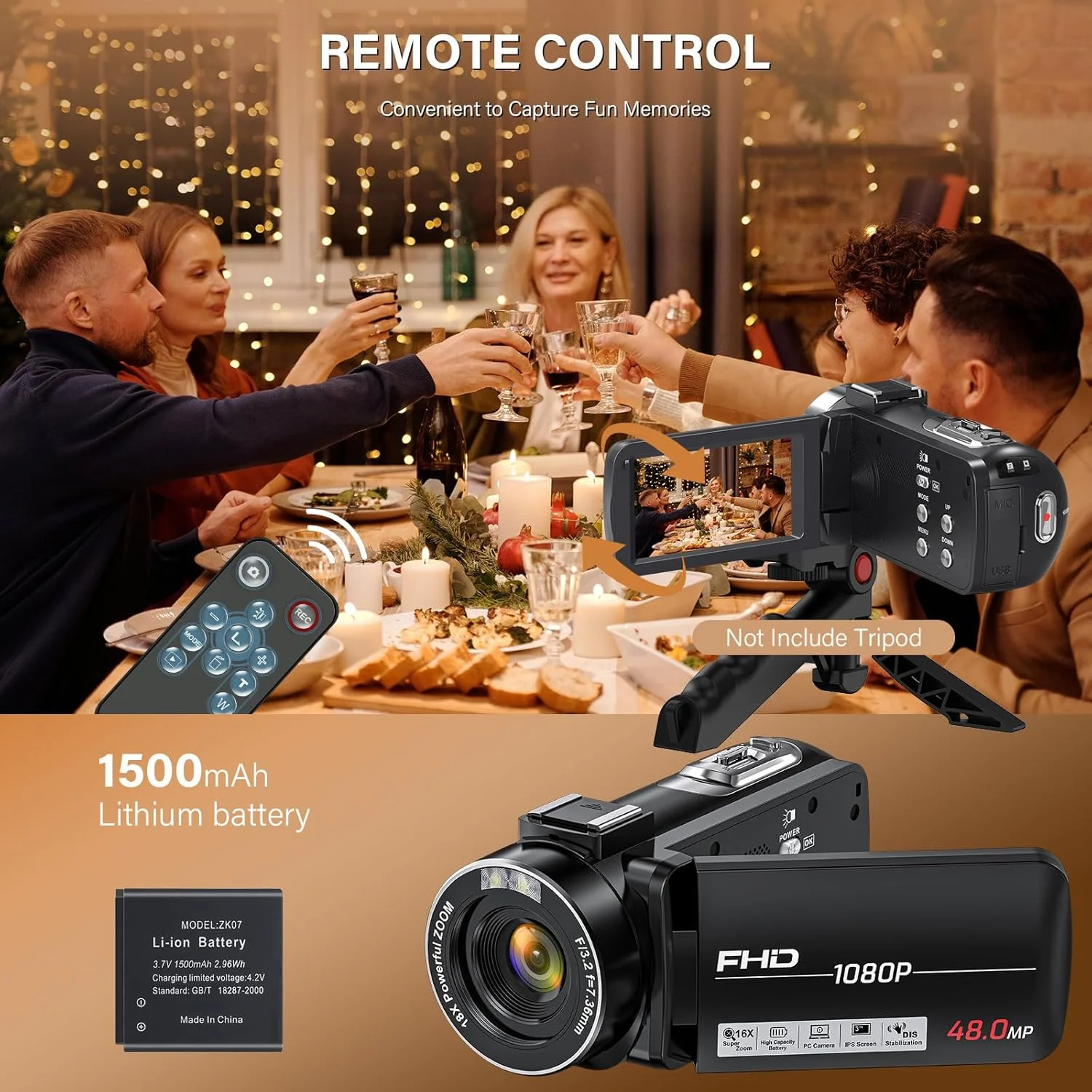 دوربین فیلمبرداری SIRMEUE، کیفیت Full HD 1080P، عکس 48 مگاپیکسل، زوم دیجیتال 16X، صفحه نمایش 3.0 اینچی IPS با کارت 32 گیگابایتی، کنترل از راه دور و باتری دوربین فیلمبرداری SIRMEUE، کیفیت Full HD 1080P، عکس 48 مگاپیکسل، زوم دیجیتال 16X، صفحه نمایش 3.0 اینچی IPS با کارت 32 گیگابایتی، کنترل از راه دور و باتری