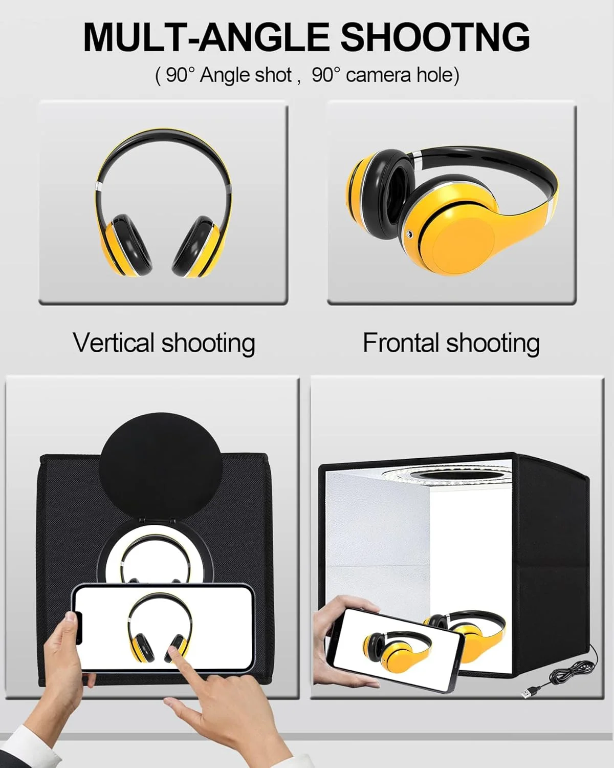 جعبه نور استودیویی عکس مینی TERRIFI، تاشو قابل حمل، مجموعه سافت باکس با 12 پس زمینه رنگی، CRI >95 96 عدد چراغ LED، کیت استودیویی عکس مینی برای محصولات با اندازه کوچک، چادر نور عکاسی