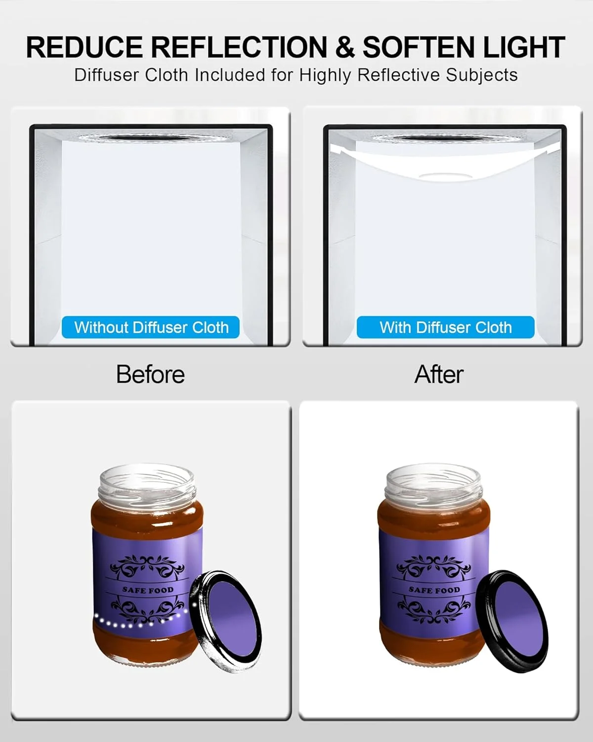 جعبه نور استودیویی عکس مینی TERRIFI، تاشو قابل حمل، مجموعه سافت باکس با 12 پس زمینه رنگی، CRI >95 96 عدد چراغ LED، کیت استودیویی عکس مینی برای محصولات با اندازه کوچک، چادر نور عکاسی