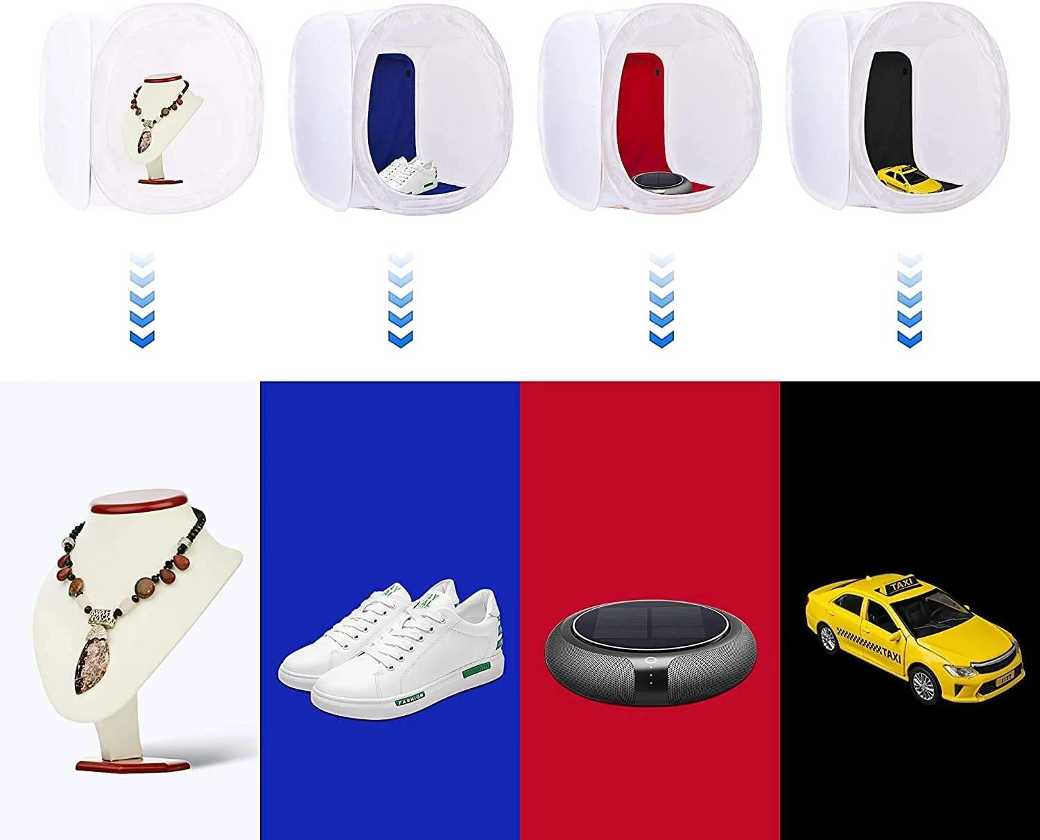 جعبه نور مکعبی نرم eWINNER برای عکاسی، چادر نور قابل حمل با ۴ پس زمینه (۶۰x۶۰ سانتی متر)