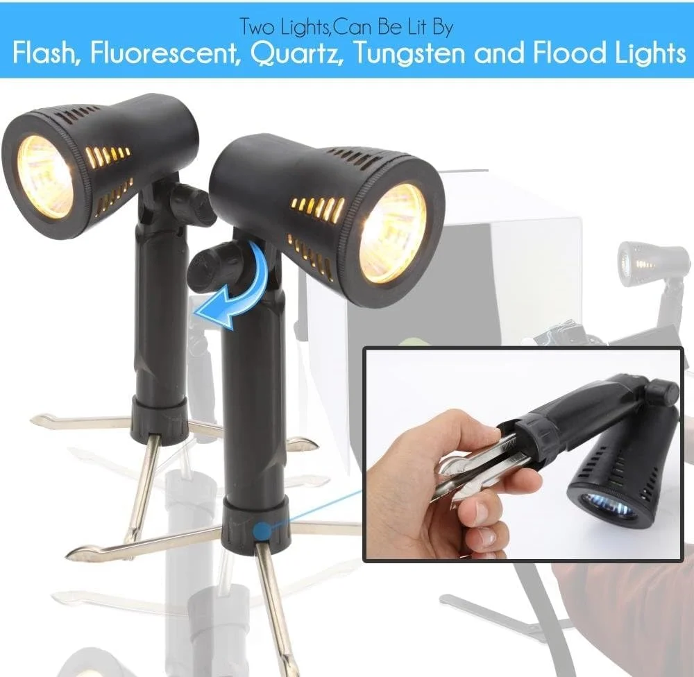 جعبه استودیوی عکس قابل حمل ای‌وینر با ابعاد 60x60x60 سانتی‌متر، کیت چادر عکاسی تاشو، جعبه نور عکاسی 2x1690LM 5500K نور سفید با 120 عدد مهره لامپ LED، دارای 6 پس‌زمینه رنگی و پارچه نور نرم