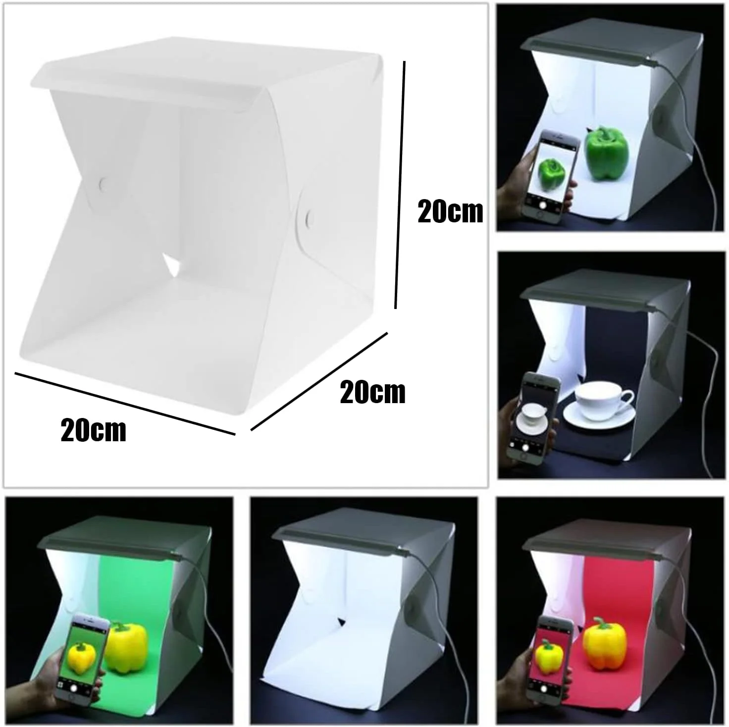 جعبه نور استودیویی عکس قابل حمل KASTWAVE با چراغ، کیت چادر نور تاشو عکاسی 20 * 20 * 20 سانتی متر با نور LED و 6 نوع پس زمینه رنگی برای محصولات کوچک، جواهرات، مدل های مینیاتوری و غیره جعبه نور استودیویی عکس قابل حمل KASTWAVE با چراغ، کیت چادر نور تاشو عکاسی 20 * 20 * 20 سانتی متر با نور LED و 6 نوع پس زمینه رنگی برای محصولات کوچک، جواهرات، مدل های مینیاتوری و غیره