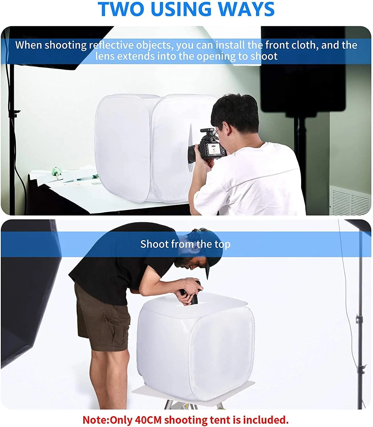 چادر نور عکاسی استودیو eWINNER (سفید، 40x40x40 سانتی متر) چادر نور عکاسی استودیو eWINNER (سفید، 40x40x40 سانتی متر)