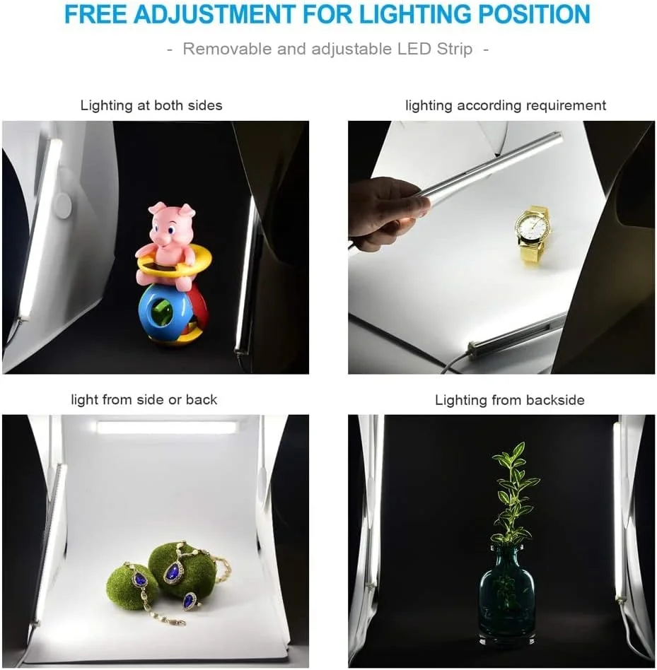 جعبه نور استودیویی عکس قابل حمل KASTWAVE با چراغ، کیت چادر نور تاشو عکاسی 20 * 20 * 20 سانتی متر با نور LED و 6 نوع پس زمینه رنگی برای محصولات کوچک، جواهرات، مدل های مینیاتوری و غیره جعبه نور استودیویی عکس قابل حمل KASTWAVE با چراغ، کیت چادر نور تاشو عکاسی 20 * 20 * 20 سانتی متر با نور LED و 6 نوع پس زمینه رنگی برای محصولات کوچک، جواهرات، مدل های مینیاتوری و غیره