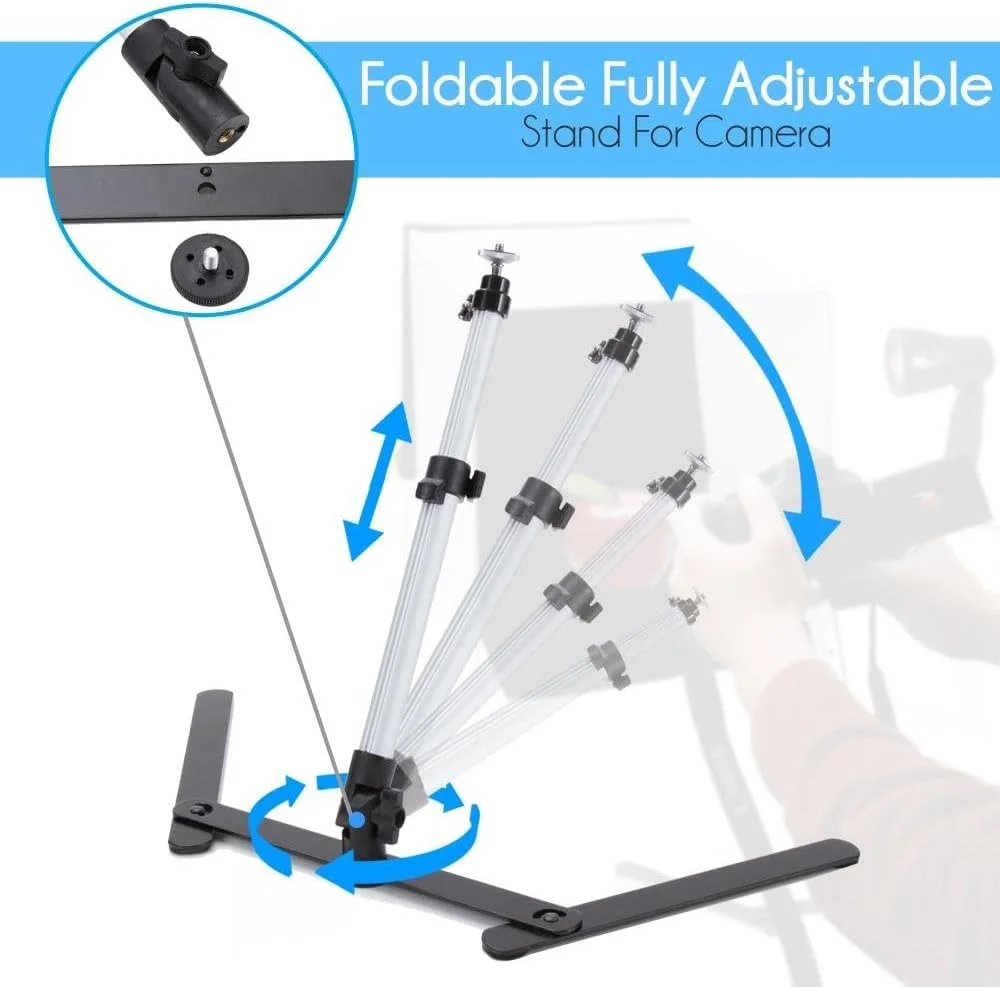 جعبه نور استودیویی عکاسی رومیزی قابل حمل eWINNER با ابعاد 50 در 50 سانتی متر - مجموعه شامل چادر جعبه نور / 2 عدد چراغ / پایه دوربین و پارچه پس زمینه سفید، مشکی، آبی و قرمز جعبه نور استودیویی عکاسی رومیزی قابل حمل eWINNER با ابعاد 50 در 50 سانتی متر - مجموعه شامل چادر جعبه نور / 2 عدد چراغ / پایه دوربین و پارچه پس زمینه سفید، مشکی، آبی و قرمز