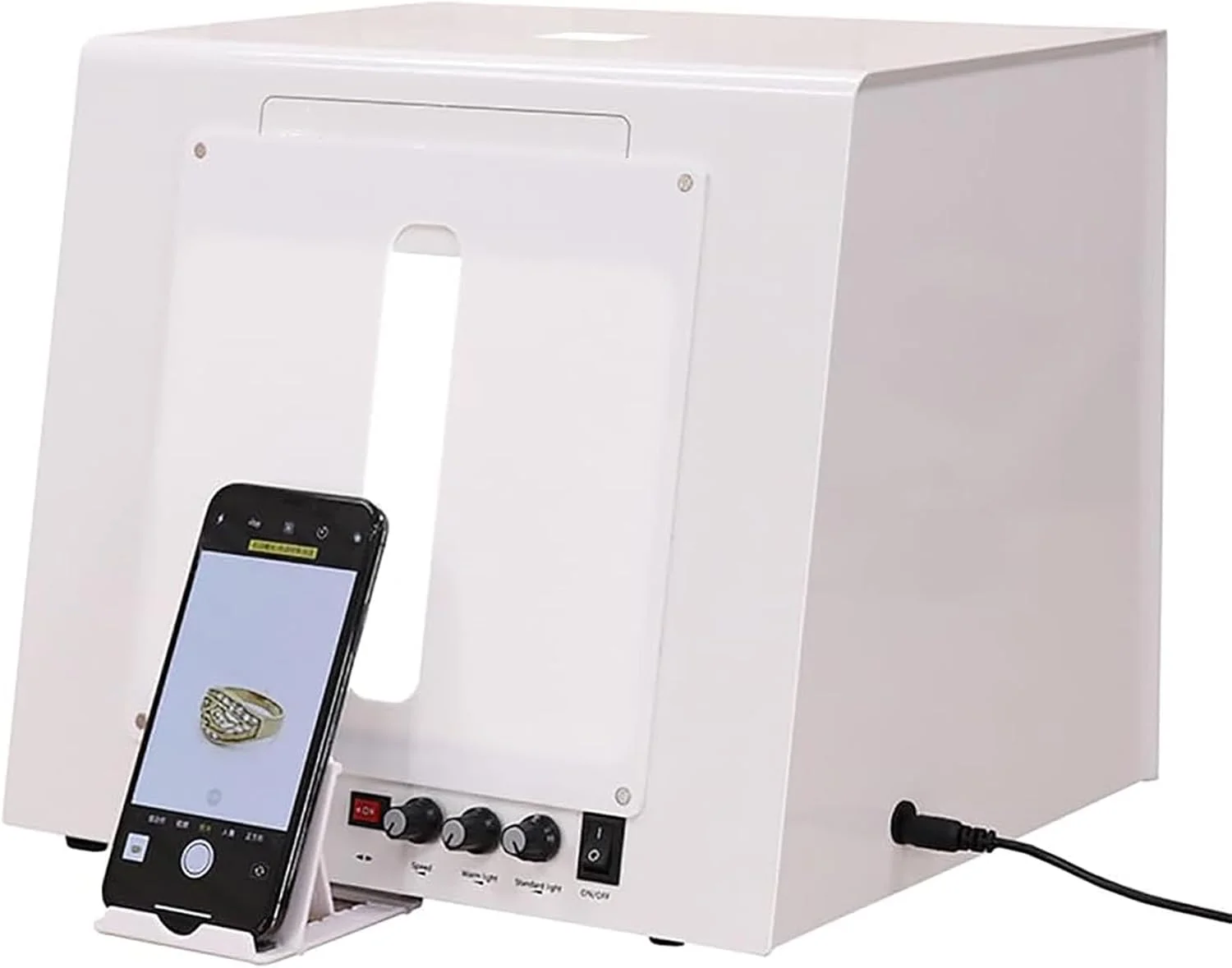 جعبه نور عکاسی جواهرات ADORZ، چادر نور قابل حمل با صفحه گردان، سافت باکس کم نور شونده 3000-5500K برای اشیاء کوچک، پس زمینه سیاه/سفید قابل جابجایی