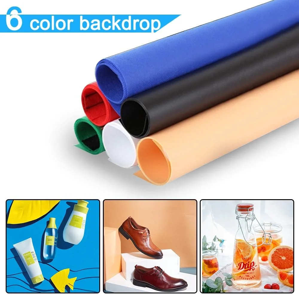 جعبه استودیوی عکس قابل حمل DUCLUS 60 سانتی متری با نور قابل تنظیم، چادر عکاسی با 80 عدد مهره LED SMD با نور سفید، نور گرم و 6 پس زمینه رنگی جعبه استودیوی عکس قابل حمل DUCLUS 60 سانتی متری با نور قابل تنظیم، چادر عکاسی با 80 عدد مهره LED SMD با نور سفید، نور گرم و 6 پس زمینه رنگی