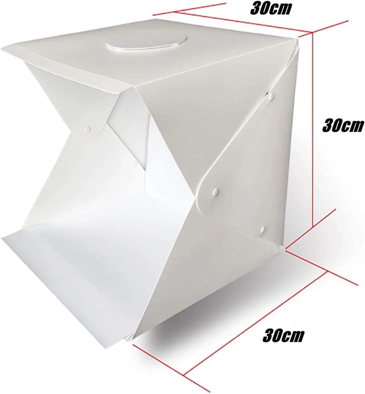 AECAM - جعبه نور تاشو استودیوی عکاسی قابل حمل با روشنایی قابل تنظیم، 2 چراغ LED (30 X 30 X 30 سانتی متر) (6 پس زمینه پارچه ای)