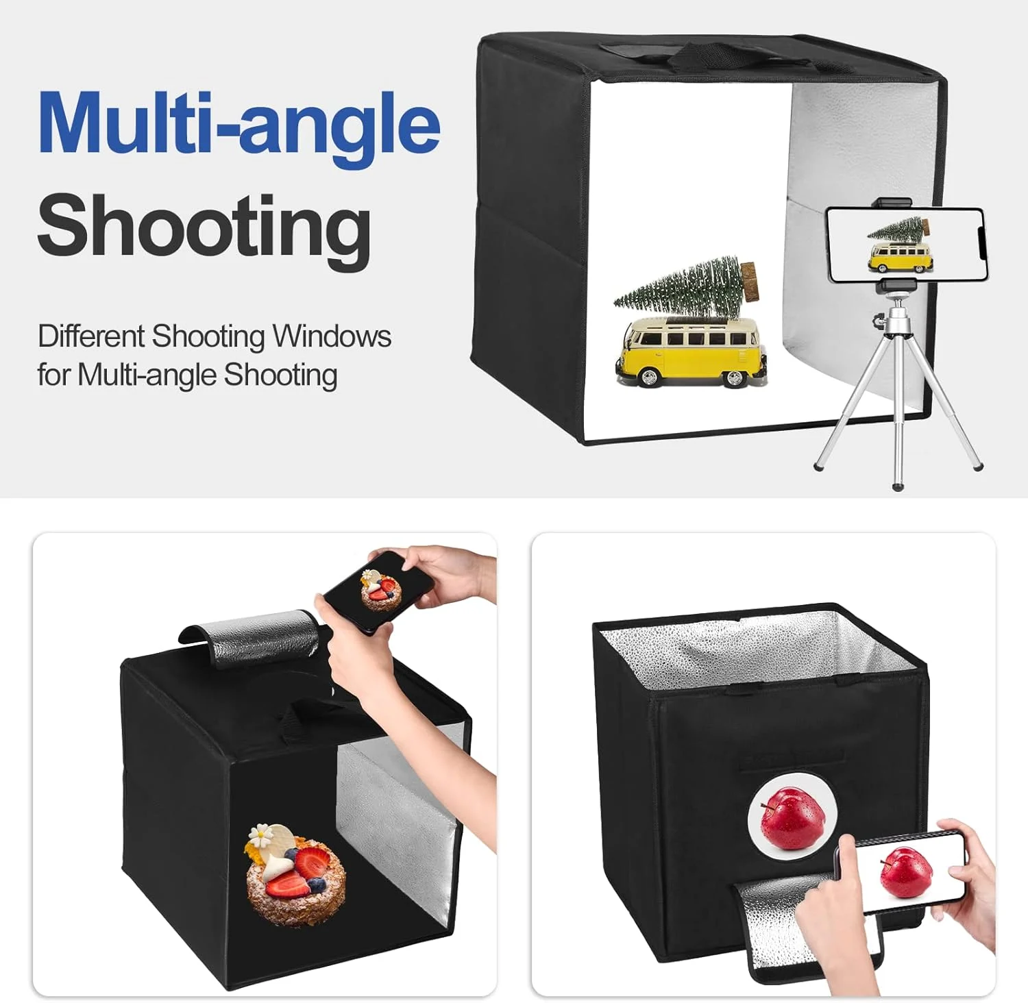 جعبه نور عکاسی EMART، 30x30 سانتی‌متر، جعبه نور استودیویی عکس با 120 LED و 6 پس‌زمینه ضدآب، کیت چادر عکاسی قابل حمل و کم‌نور برای جواهرات و محصولات کوچک