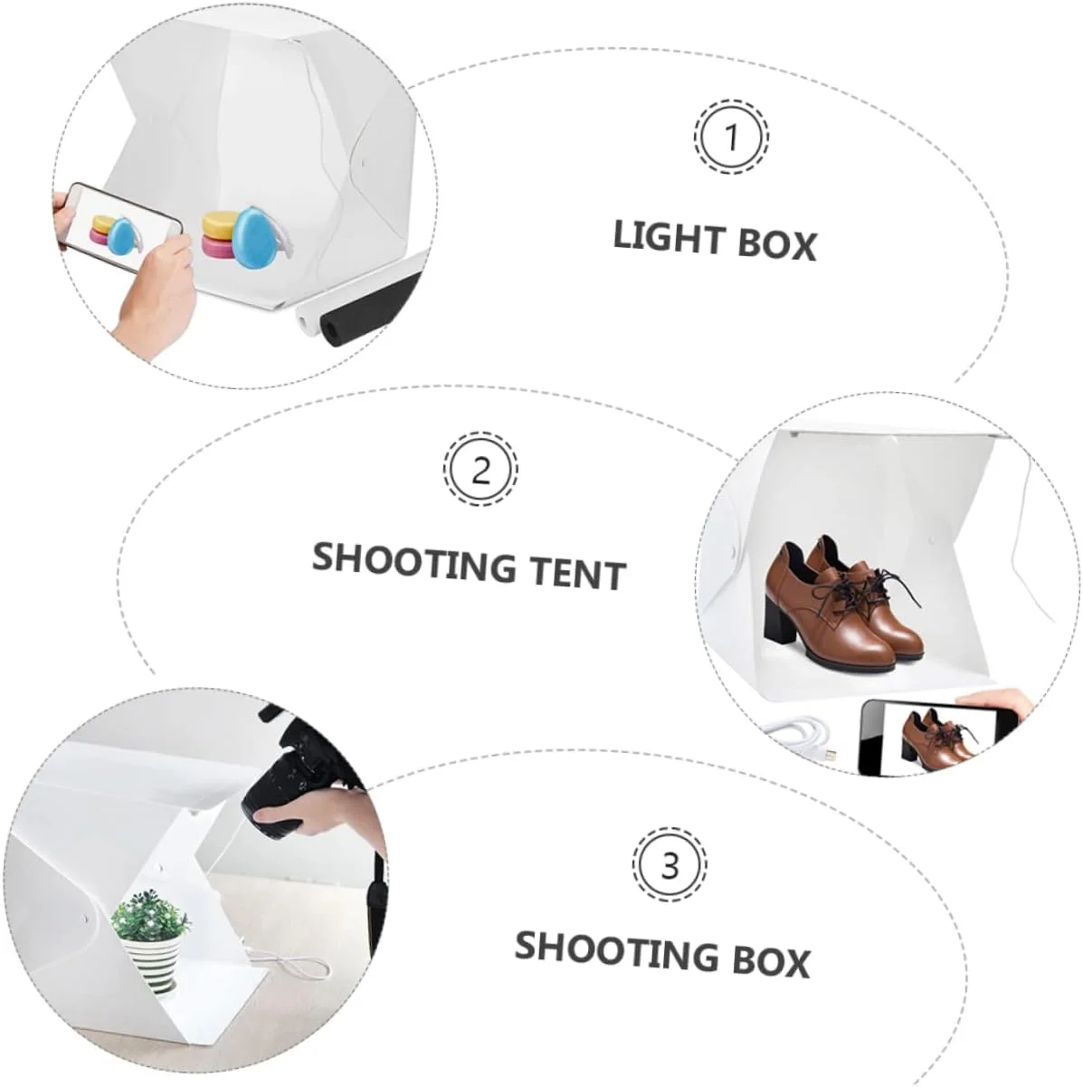 جعبه استودیوی عکاسی قابل حمل برای مبتدیان 20 سانتی متر چادر نور LED با 6 پس زمینه رنگی جعبه استودیوی عکاسی قابل حمل برای مبتدیان 20 سانتی متر چادر نور LED با 6 پس زمینه رنگی