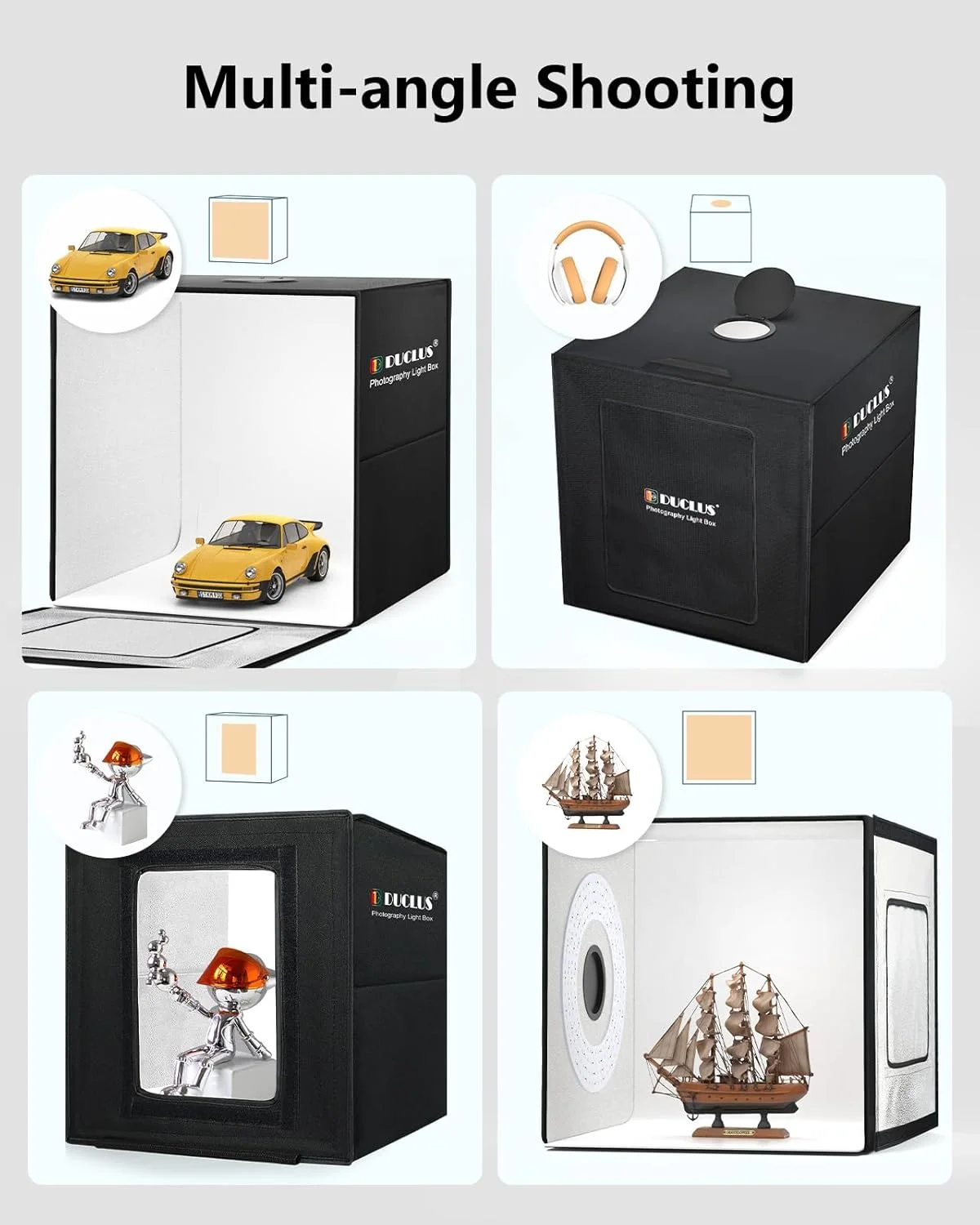جعبه نور عکاسی DUCLUS 20" x 20", کیت چادر نور استودیوی عکس قابل حمل بزرگ، غرفه عکس حرفه ای با نورهای LED 216 و 6 پس زمینه برای عکاسی از جواهرات و مواد غذایی جعبه نور عکاسی DUCLUS 20" x 20", کیت چادر نور استودیوی عکس قابل حمل بزرگ، غرفه عکس حرفه ای با نورهای LED 216 و 6 پس زمینه برای عکاسی از جواهرات و مواد غذایی