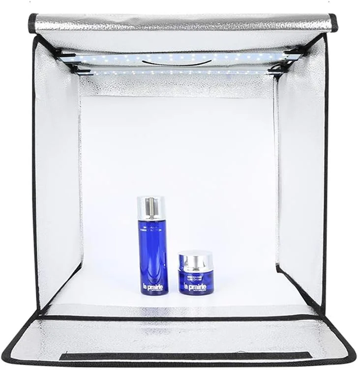 چادر نور کیو اس تی اف 40 * 40 سانتی متر با روشنایی قابل تنظیم، جعبه استودیویی عکس تاشو قابل حمل، کیت نورپردازی عکاسی رومیزی با ال ای دی روشن