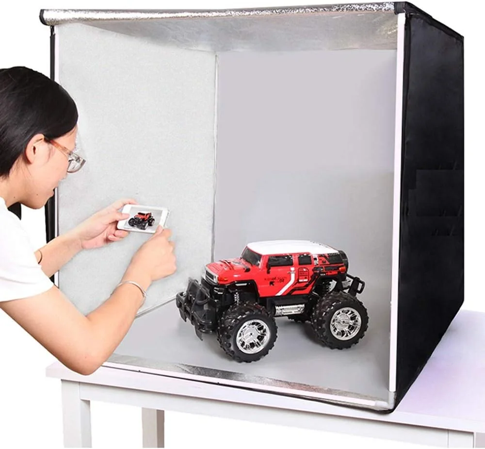 جعبه استودیویی عکس QSTF، چادر عکاسی دیمر دار 80x80 سانتی متر، کیت مکعب عکاسی با 126 مهره LED