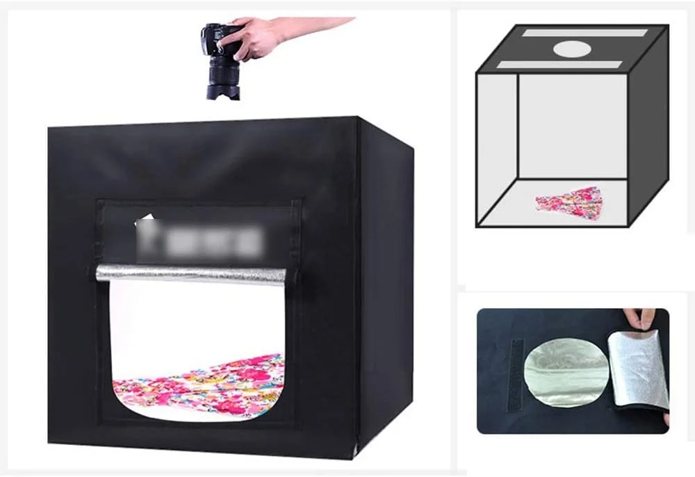 جعبه استودیویی عکس QSTF، چادر عکاسی دیمر دار 80x80 سانتی متر، کیت مکعب عکاسی با 126 مهره LED