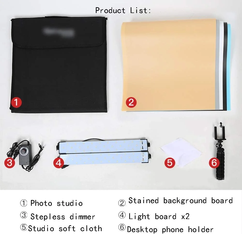 چادر نور کیو اس تی اف 40 * 40 سانتی متر با روشنایی قابل تنظیم، جعبه استودیویی عکس تاشو قابل حمل، کیت نورپردازی عکاسی رومیزی با ال ای دی روشن