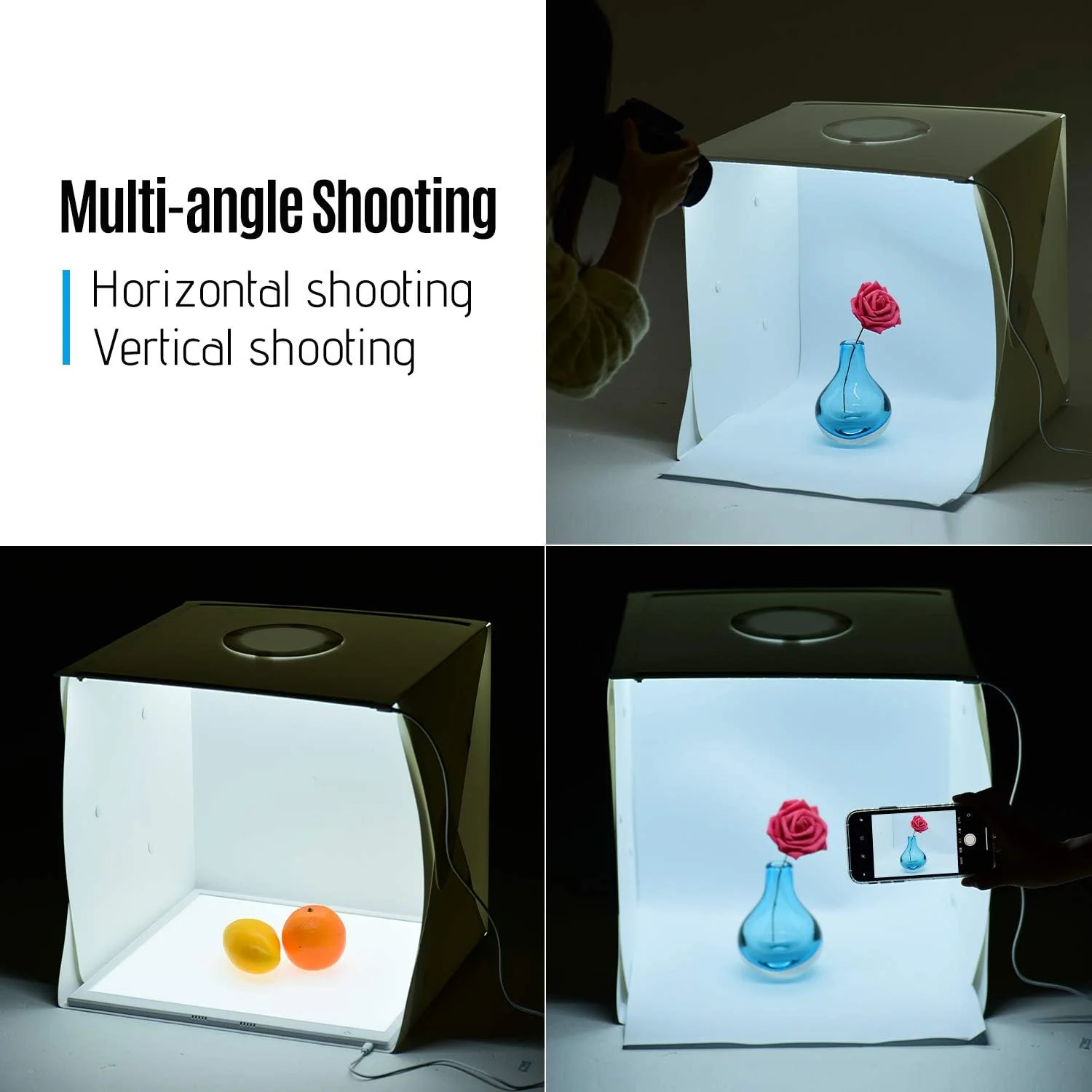 چادر نورپردازی فاوونو، 40 * 40 * 40 سانتی متر، قابل حمل و تاشو، جعبه عکس چادر نور LED سافت باکس لایت باکس با منبع تغذیه USB و 6 پس زمینه رنگی (قرمز/سبز/آبی/زرد/سفید/مشکی) چادر نورپردازی فاوونو، 40 * 40 * 40 سانتی متر، قابل حمل و تاشو، جعبه عکس چادر نور LED سافت باکس لایت باکس با منبع تغذیه USB و 6 پس زمینه رنگی (قرمز/سبز/آبی/زرد/سفید/مشکی)