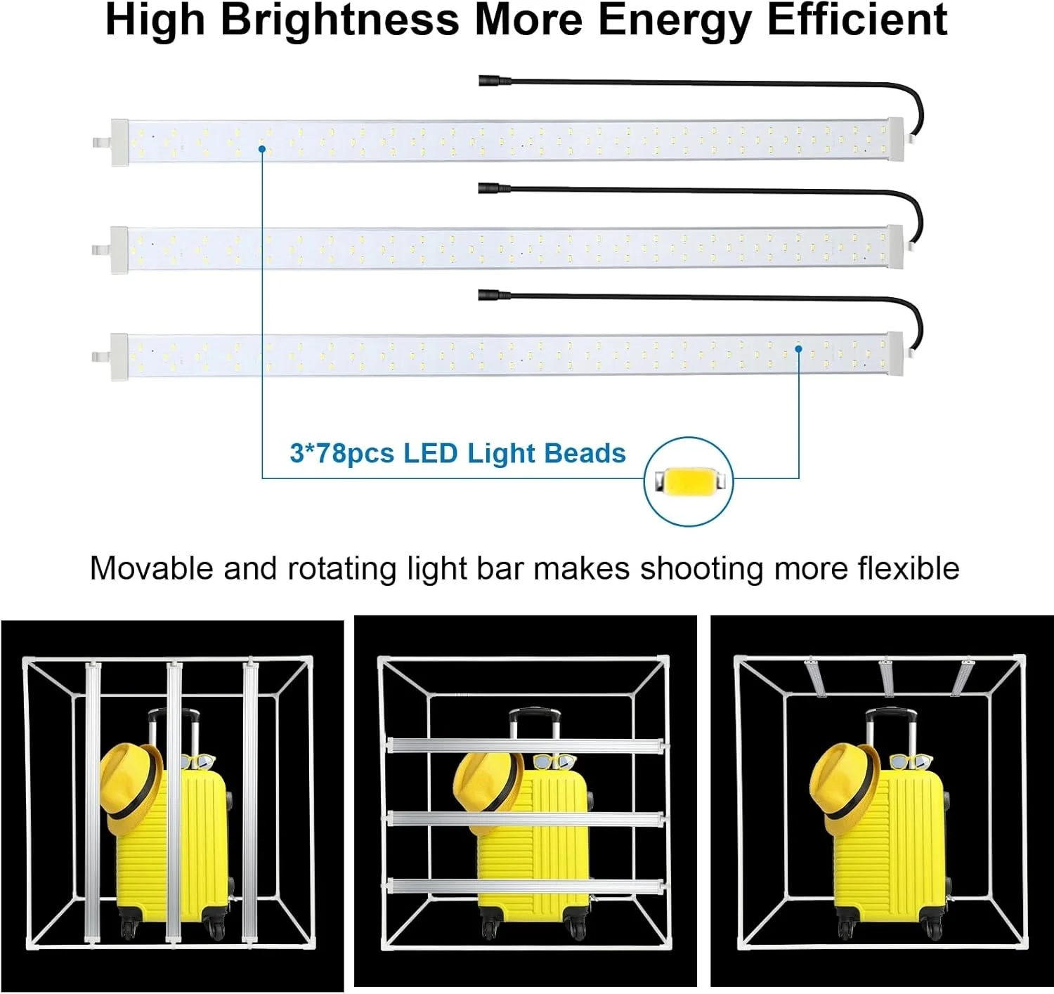 جعبه نور تاشو بزرگ Fawoonu PU5083 با ابعاد 80 * 80 * 80 سانتی متر، استودیوی عکس رومیزی با نور LED، سافت باکس 90 واتی، 234 عدد مهره LED، دمای رنگ 5500K با قابلیت تنظیم نور به همراه 3 پس زمینه رنگی برای عکاسی از محصولات در استودیو