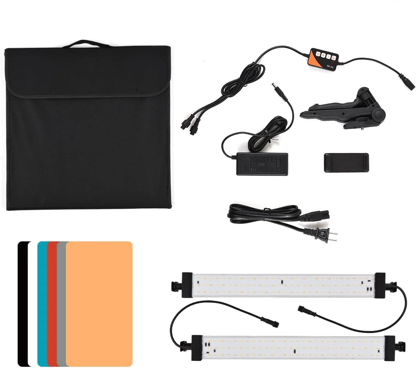 جعبه استودیوی عکس رومیزی تاشو با نور LED، سافت باکس با قابلیت تنظیم نور پیوسته 3200K 5500K، دارای 168 عدد لامپ LED، 3 حالت نوردهی، به همراه 6 پس زمینه رنگی، پارچه نرم و سه پایه نگهدارنده گوشی