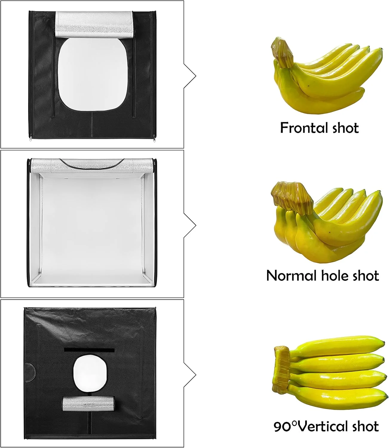جعبه عکس 60x60 سانتی‌متری Finnhomy، استودیوی عکس قابل حمل حرفه‌ای، چادر نور استودیوی عکس، جعبه نور، کیت نورپردازی جعبه عکاسی رومیزی