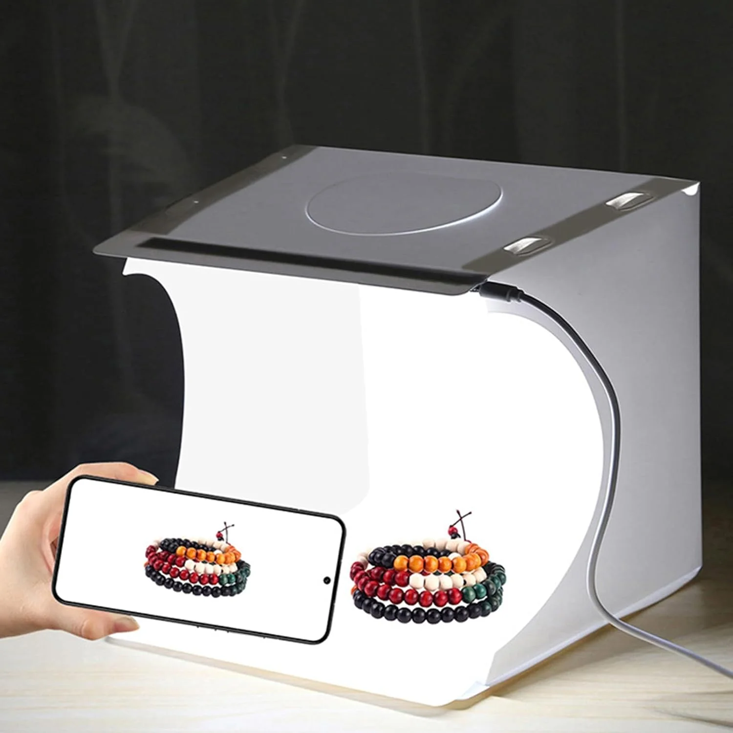 تجهیزات استودیوی عکس تاشو مینیاتوری با پس زمینه 6 رنگ، سافت باکس، لایت باکس حرفه ای برای جواهرات، چادر استودیویی LED برای تجارت الکترونیک تجهیزات استودیوی عکس تاشو مینیاتوری با پس زمینه 6 رنگ، سافت باکس، لایت باکس حرفه ای برای جواهرات، چادر استودیویی LED برای تجارت الکترونیک