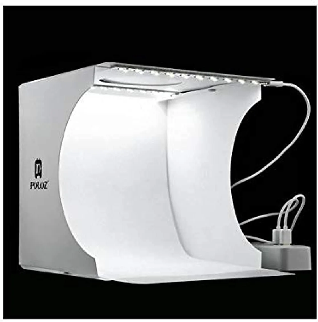 جعبه استودیوی عکسبرداری تاشو و قابل حمل Puluz با 2 پنل LED و 6 پس زمینه رنگی (24x23x22 سانتی متر)