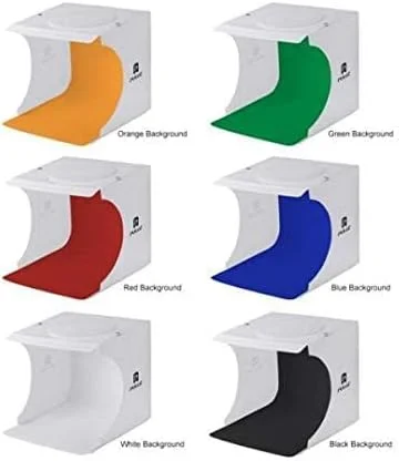 جعبه استودیوی عکسبرداری تاشو و قابل حمل Puluz با 2 پنل LED و 6 پس زمینه رنگی (24x23x22 سانتی متر) جعبه استودیوی عکسبرداری تاشو و قابل حمل Puluz با 2 پنل LED و 6 پس زمینه رنگی (24x23x22 سانتی متر)