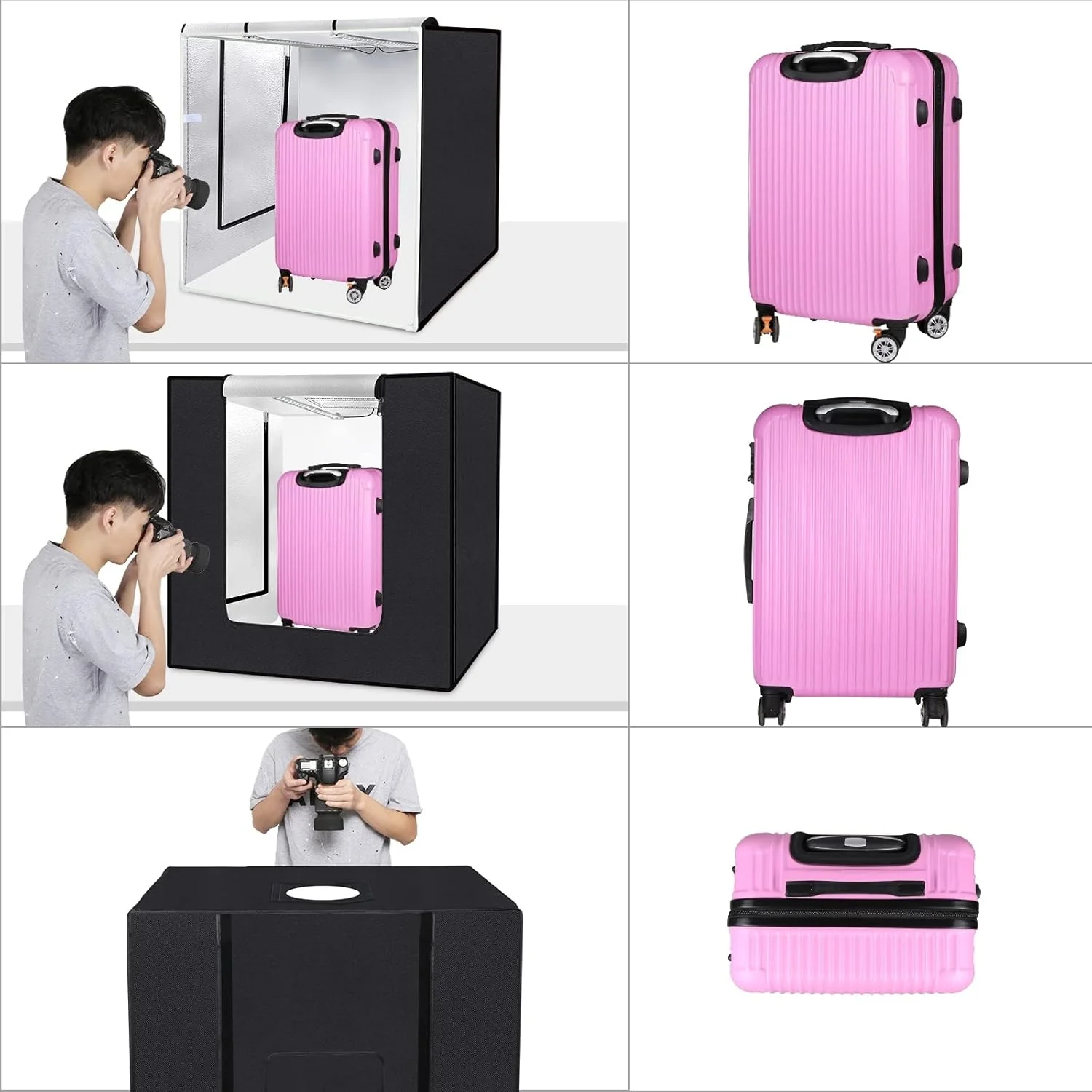 چادر نور LED تاشو بزرگ PU5080 با ابعاد 80 * 80 * 80 سانتی متر، جعبه نور استودیویی رومیزی 80 وات سافت باکس 156 عدد مهره LED با دمای 5500K و قابلیت تنظیم نور به همراه 3 پس زمینه رنگی برای عکاسی از محصولات استودیویی چادر نور LED تاشو بزرگ PU5080 با ابعاد 80 * 80 * 80 سانتی متر، جعبه نور استودیویی رومیزی 80 وات سافت باکس 156 عدد مهره LED با دمای 5500K و قابلیت تنظیم نور به همراه 3 پس زمینه رنگی برای عکاسی از محصولات استودیویی