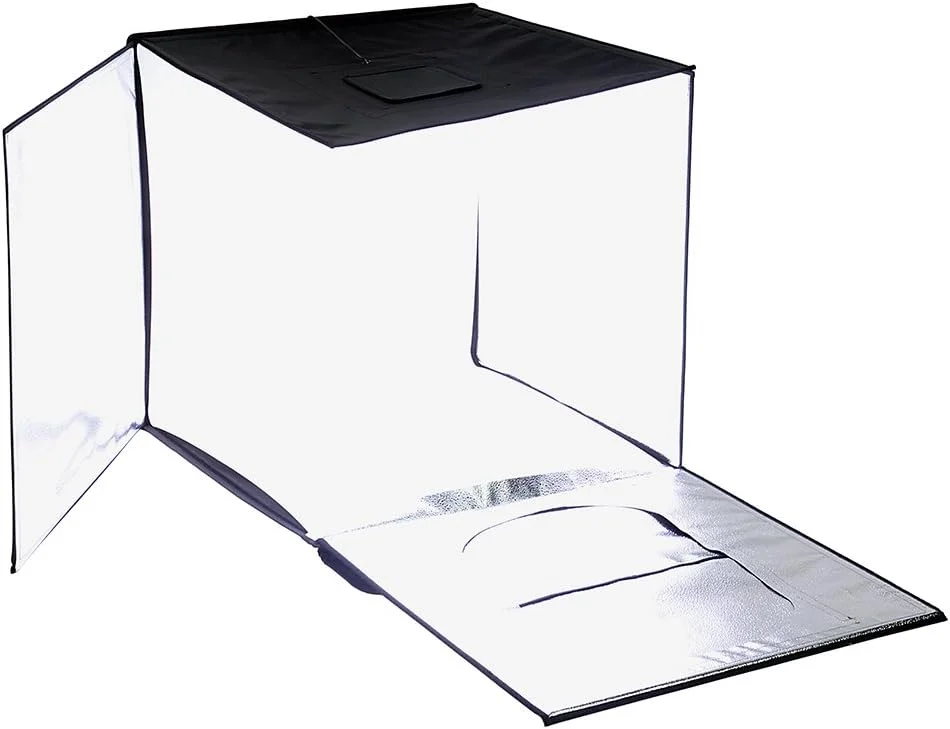 جعبه استودیویی LED فوتودیوکس پرو 28x28 اینچ برای عکاسی رومیزی - شامل چادر نور، چراغ های LED یکپارچه، کیف حمل و چهار پس زمینه